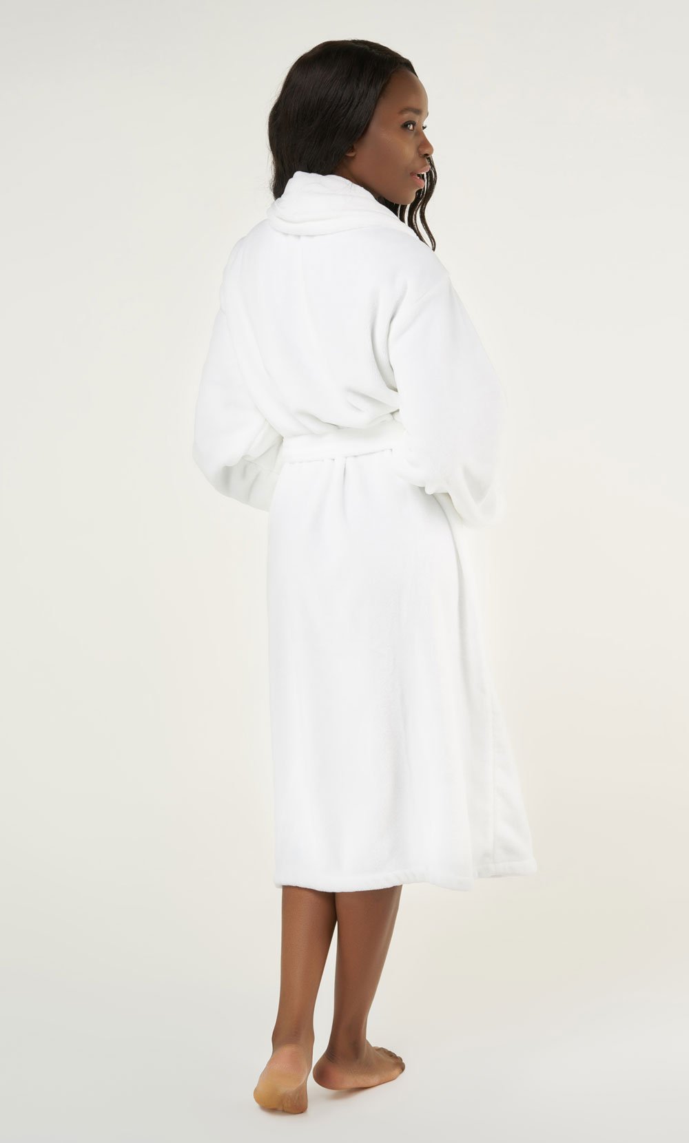 White Super Soft Tahoe Microfleece Shawl Collar Robe-Robemart.com