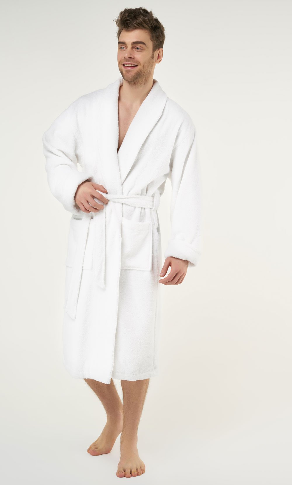 White Super Soft Tahoe Microfleece Shawl Collar Robe-Robemart.com