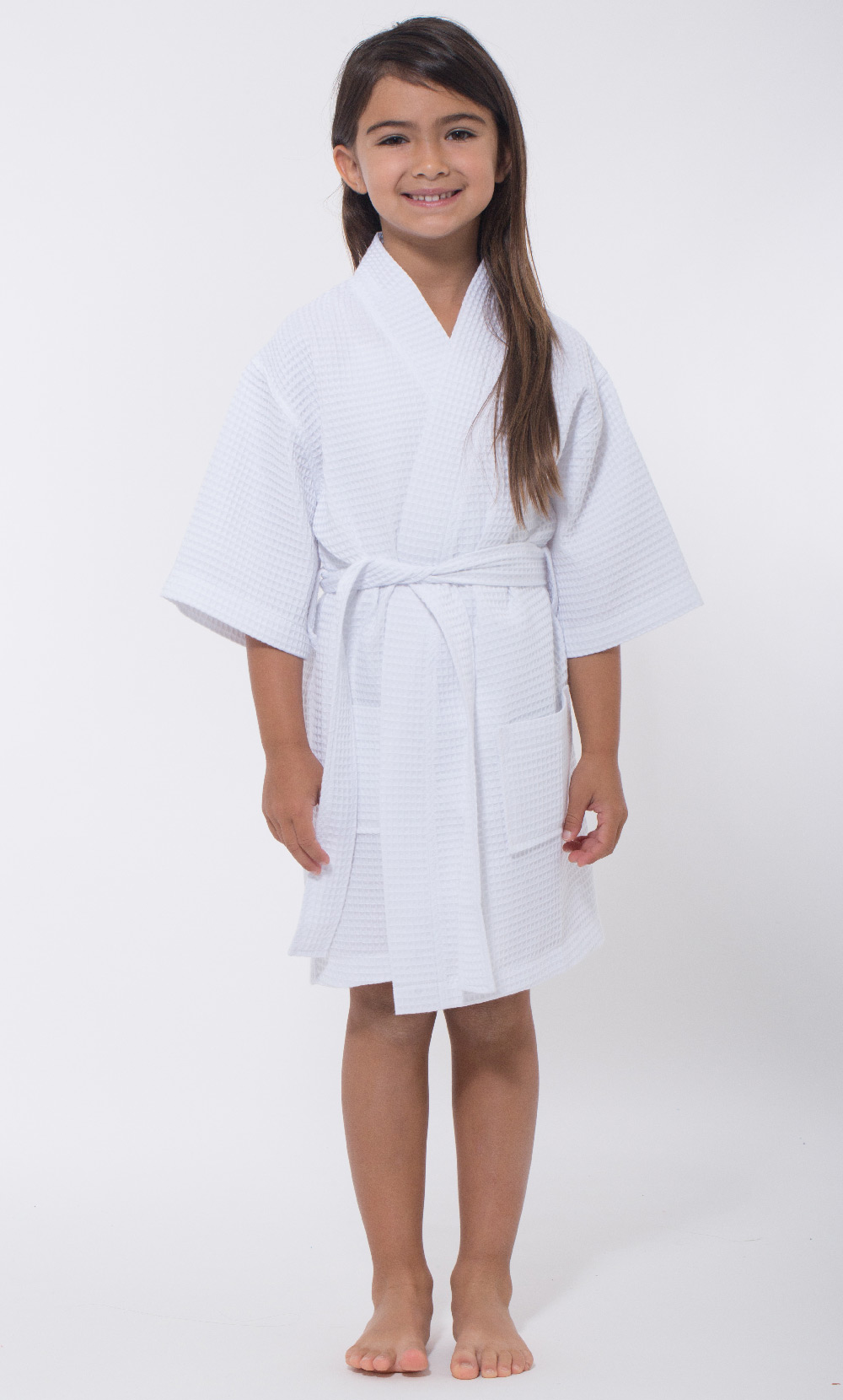 White Waffle Kimono Kid's Robe-Robemart.com