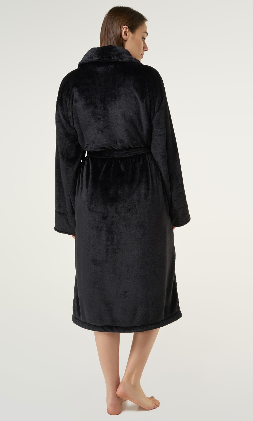 Black Super Soft Tahoe Microfleece Shawl Collar Robe-Robemart.com