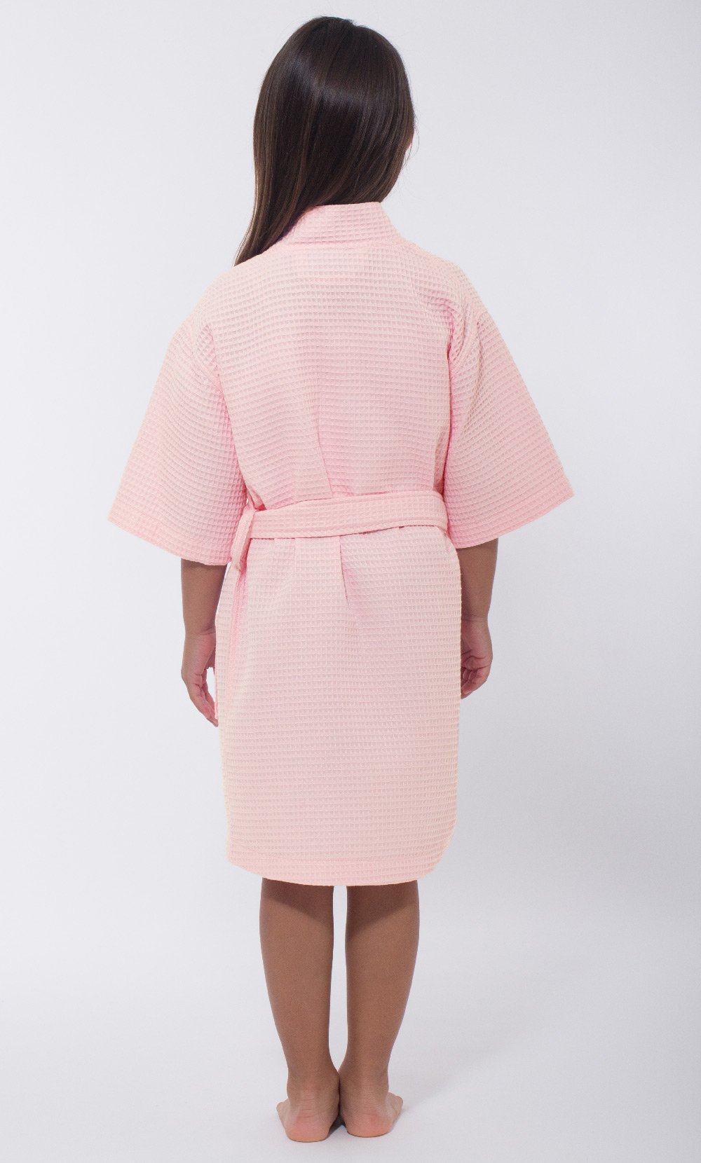 Blush Waffle Kimono Kid's Robe-Robemart.com