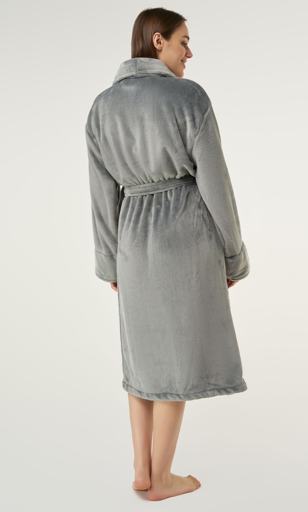Gray Super Soft Tahoe Microfleece Shawl Collar Robe-Robemart.com