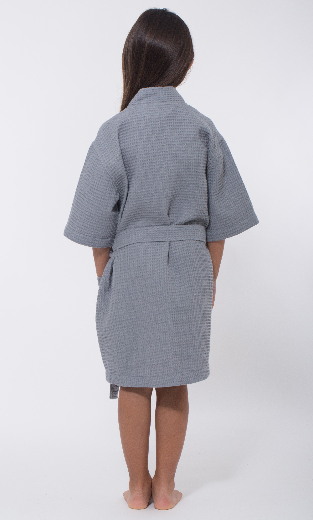 Gray Waffle Kimono Kid's Robe-Robemart.com