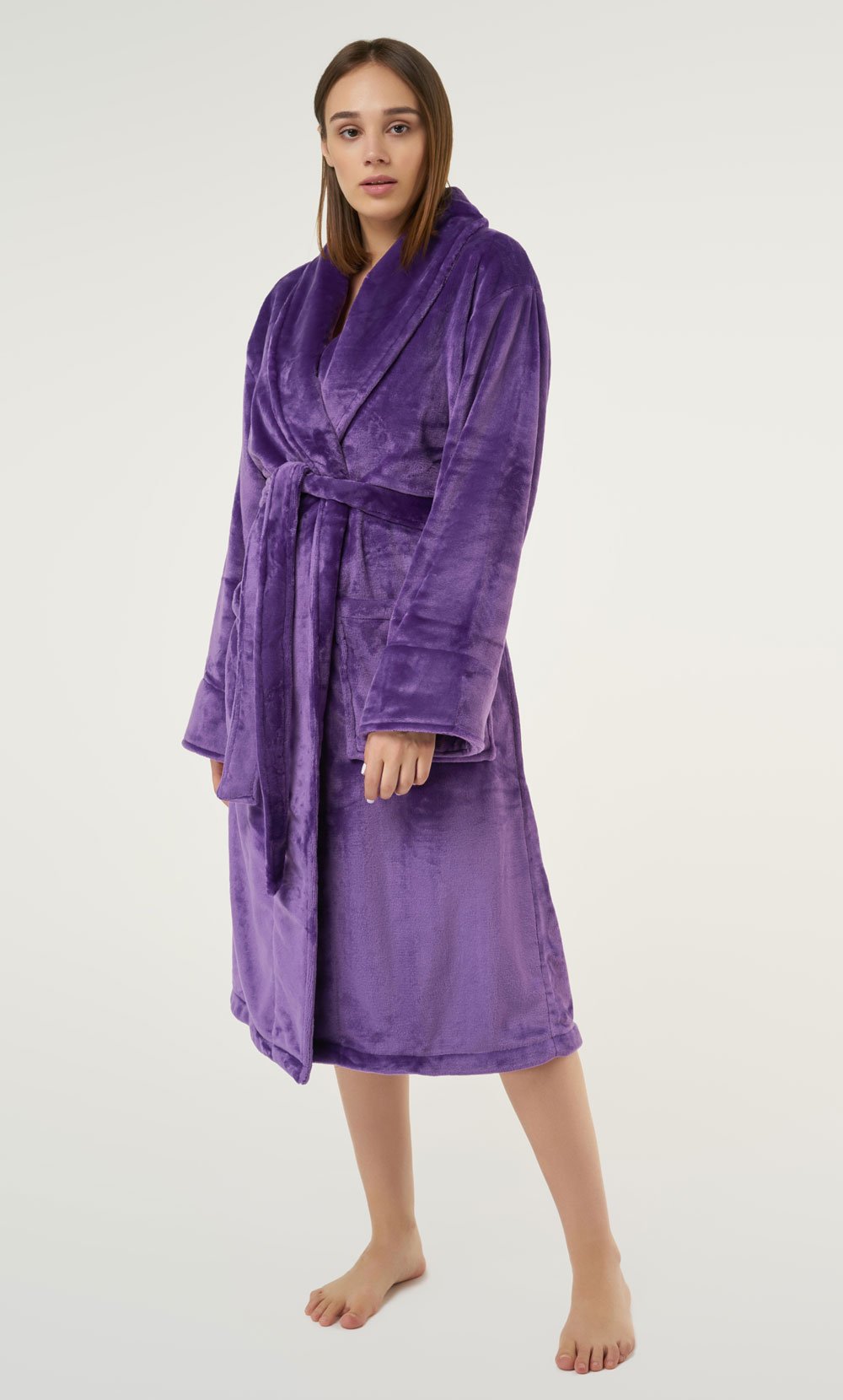 Purple Super Soft Tahoe Microfleece Shawl Collar Robe-Robemart.com