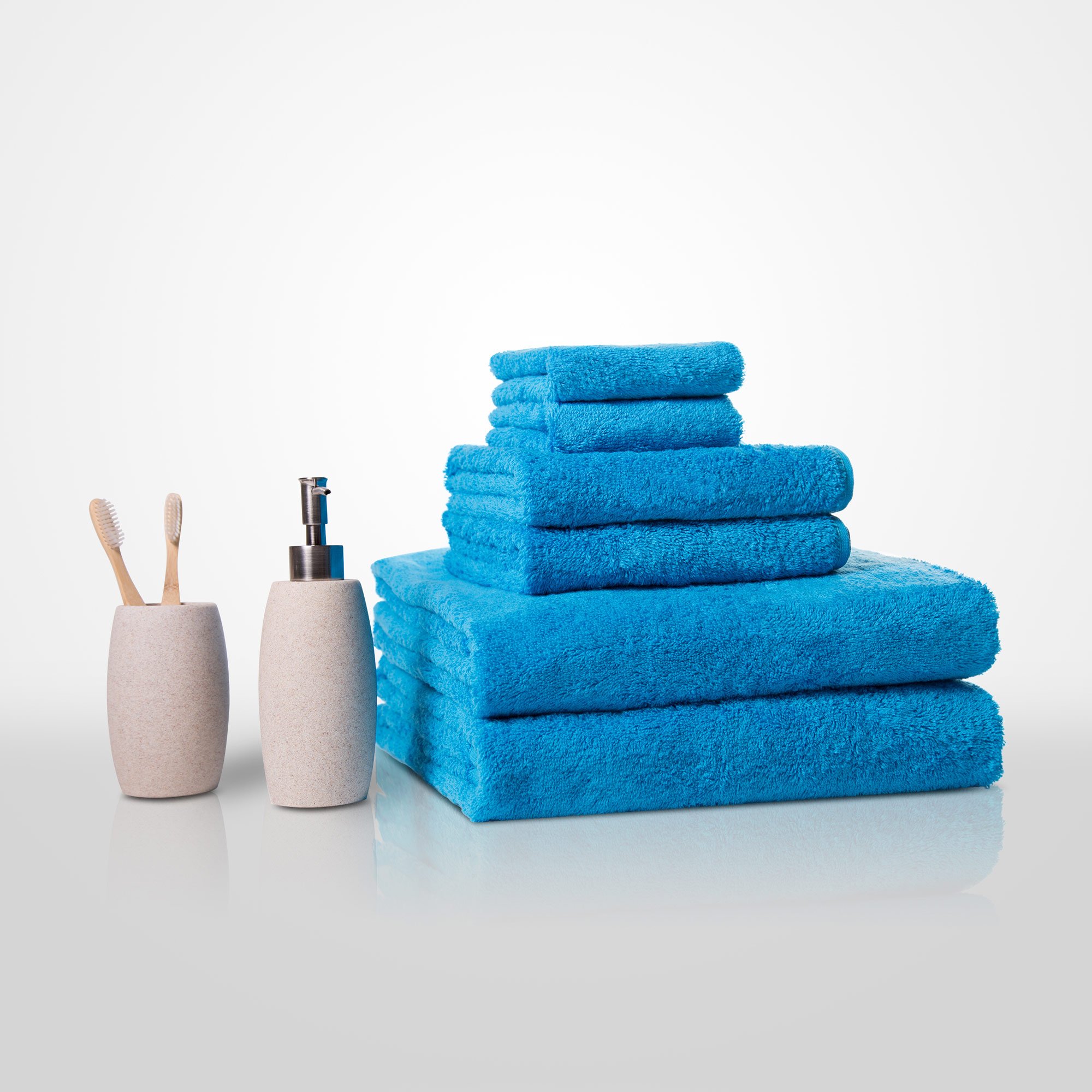 16" x 29" - 100% Turkish Cotton Turquoise Terry Hand Towel-Robemart.com