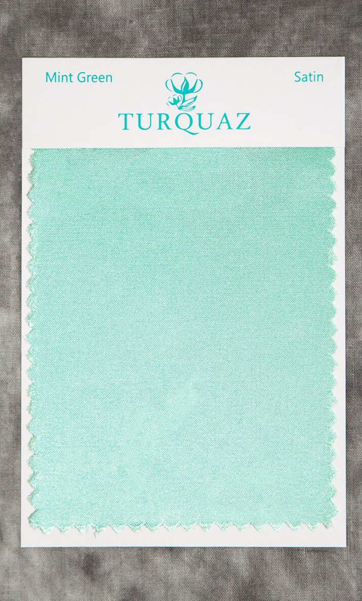 Mint Green Satin Fabric Swatch - Free Shipping-Robemart.com