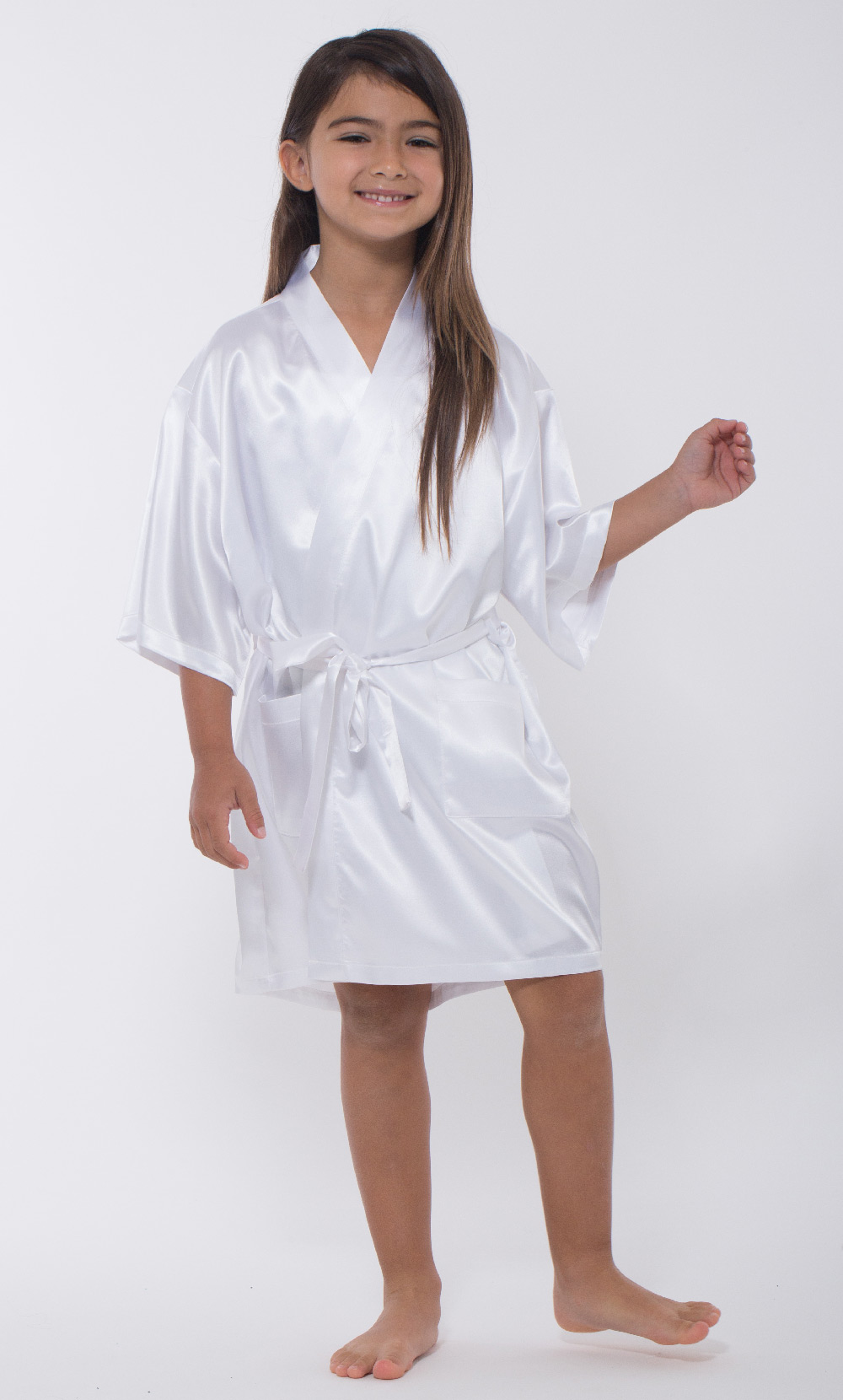 White Satin Kimono Kid's Robe-Robemart.com