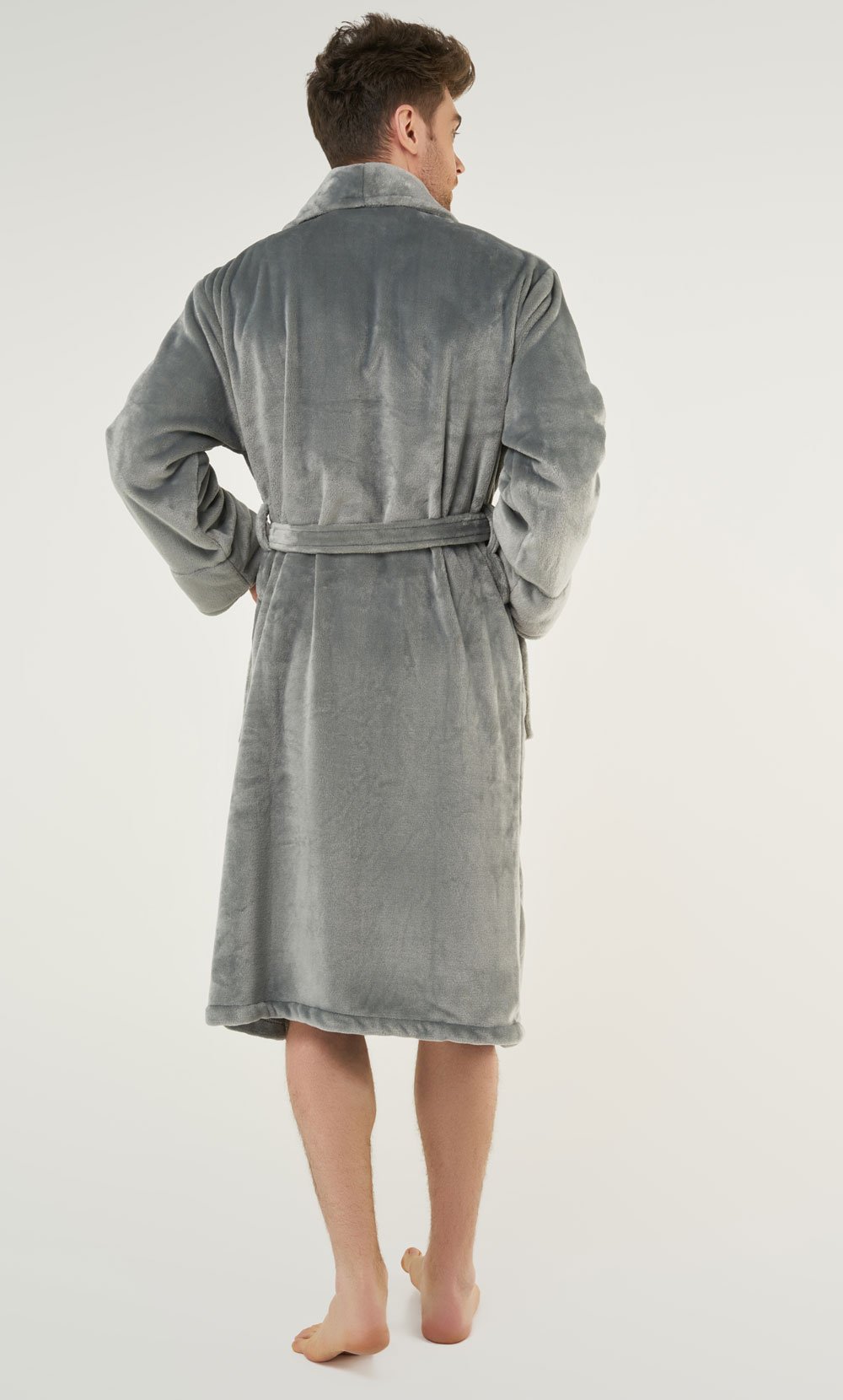 Gray Super Soft Tahoe Microfleece Shawl Collar Robe-Robemart.com