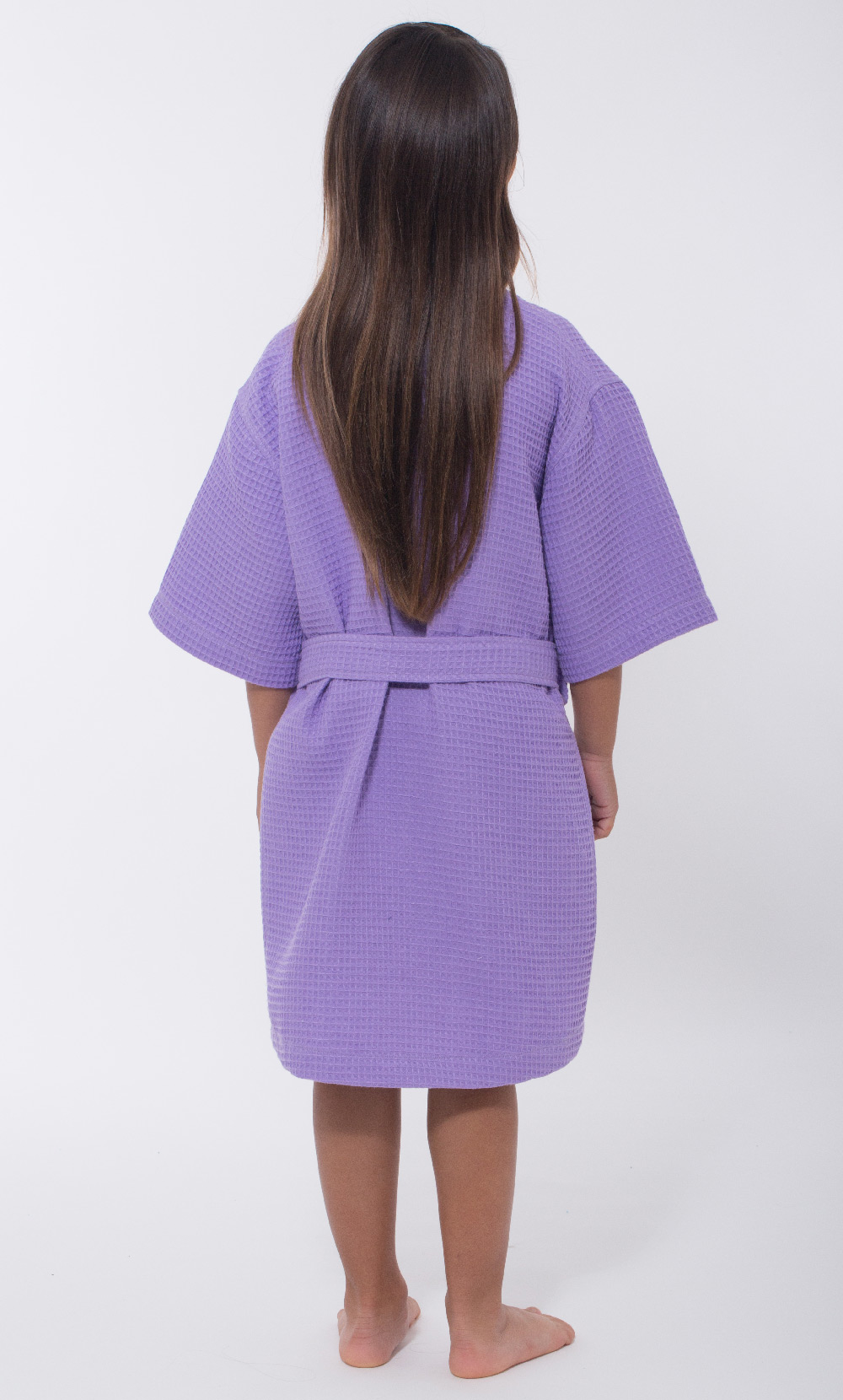 Lavender Waffle Kimono Kid's Robe-Robemart.com