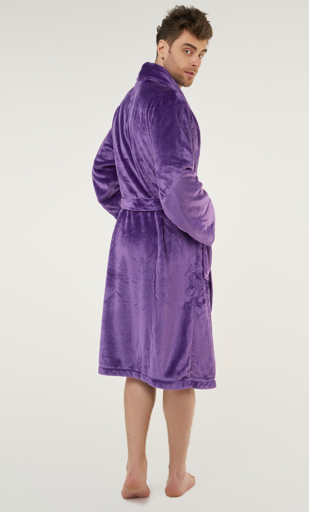 Purple Super Soft Tahoe Microfleece Shawl Collar Robe-Robemart.com