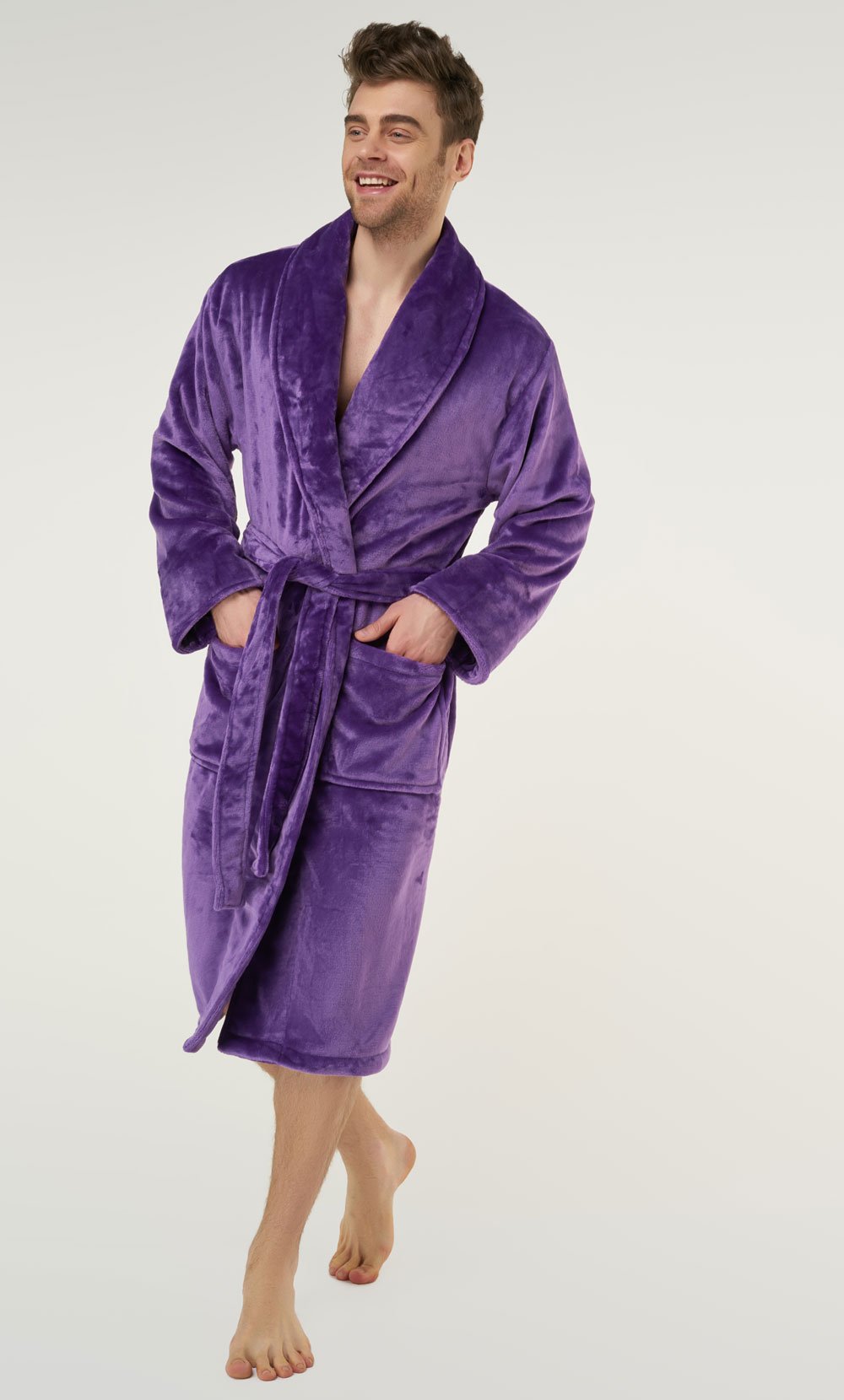 Purple Super Soft Tahoe Microfleece Shawl Collar Robe-Robemart.com