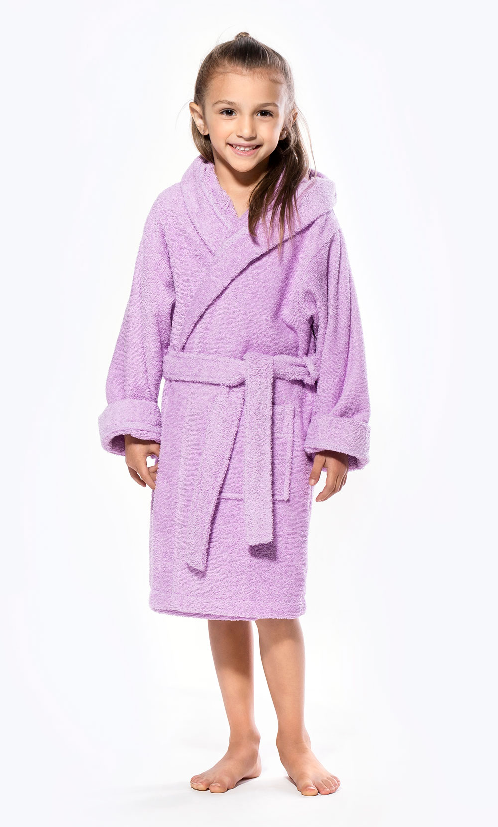 100% Turkish Cotton Lavender Hooded Terry Kid's Bathrobe-Robemart.com