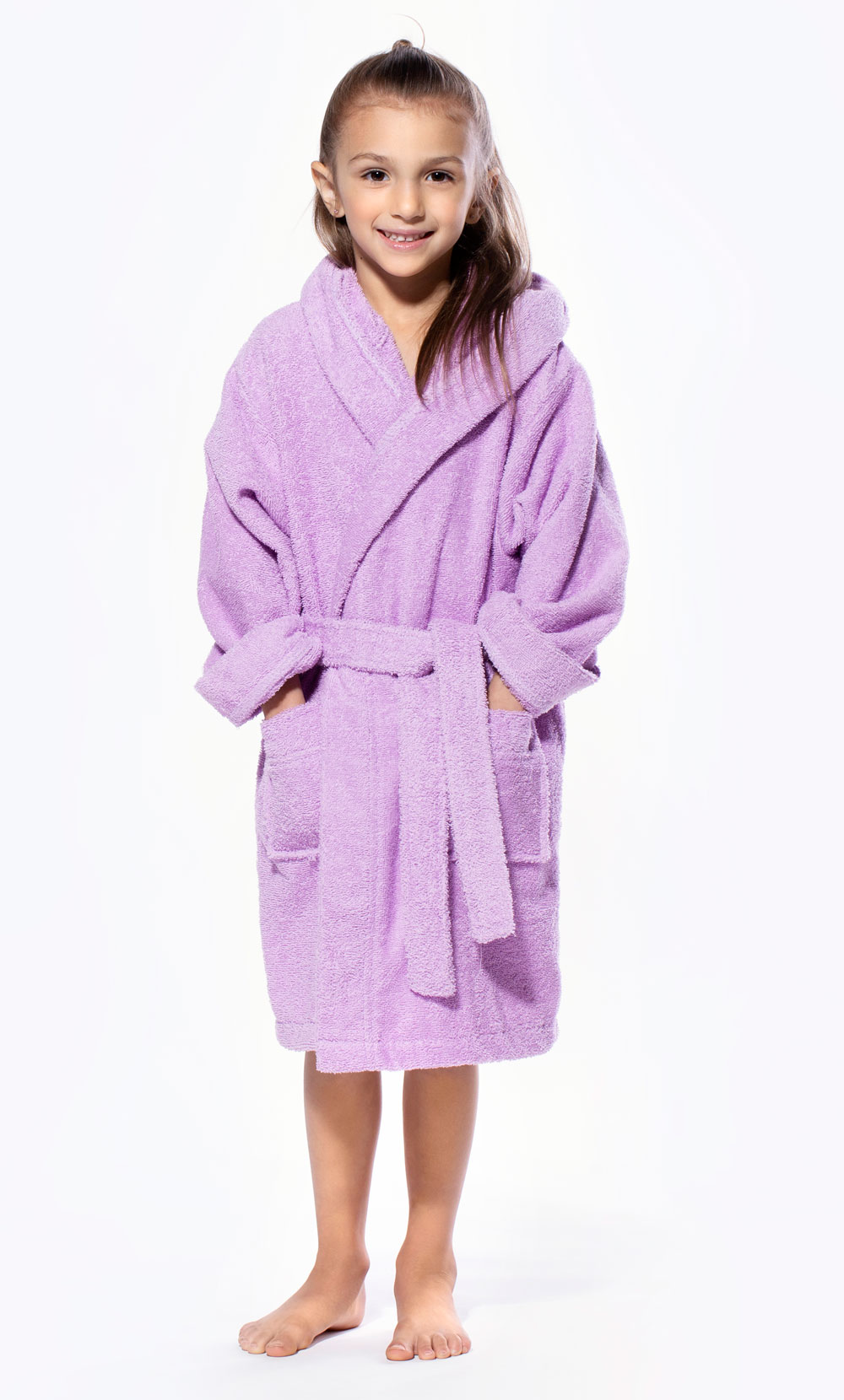 100% Turkish Cotton Lavender Hooded Terry Kid's Bathrobe-Robemart.com