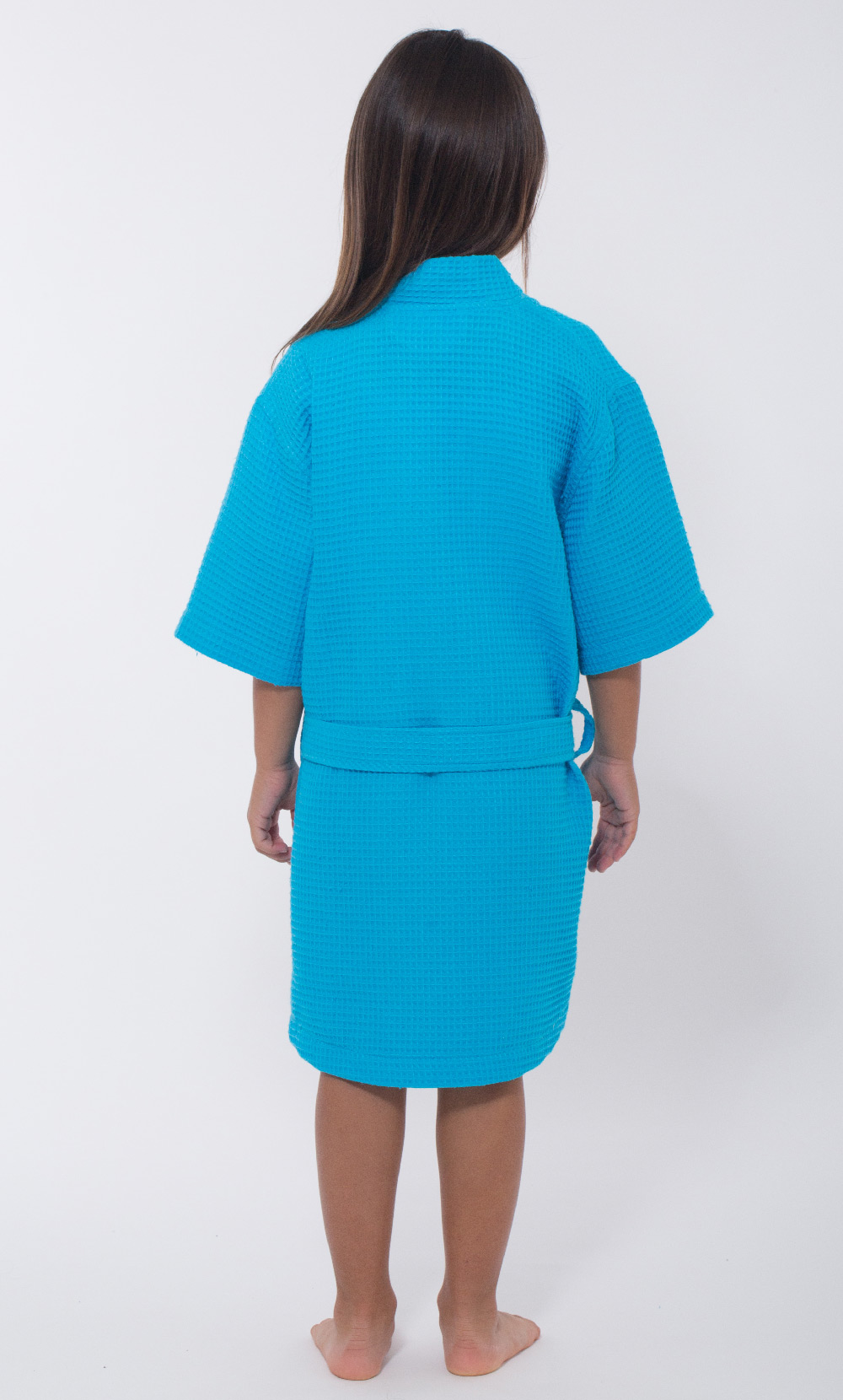 Turquoise Waffle Kimono Kid's Robe-Robemart.com