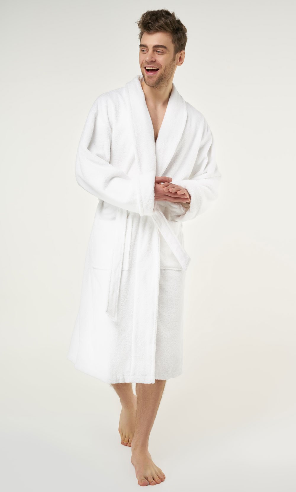 White Super Soft Tahoe Microfleece Shawl Collar Robe-Robemart.com