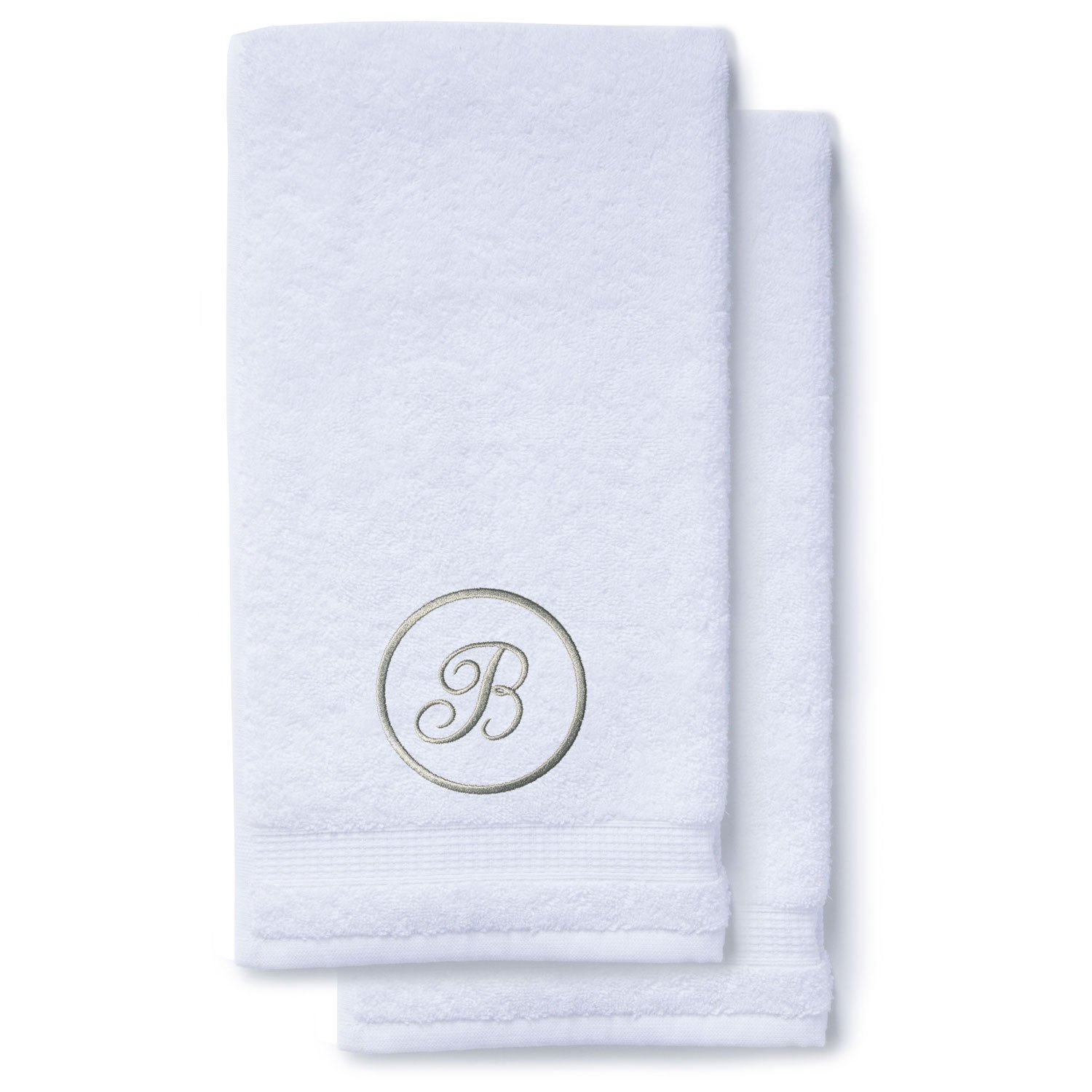 Gray Initial Premium Hand Towel Script 16 X 30 Inch, Set of 2-Robemart.com