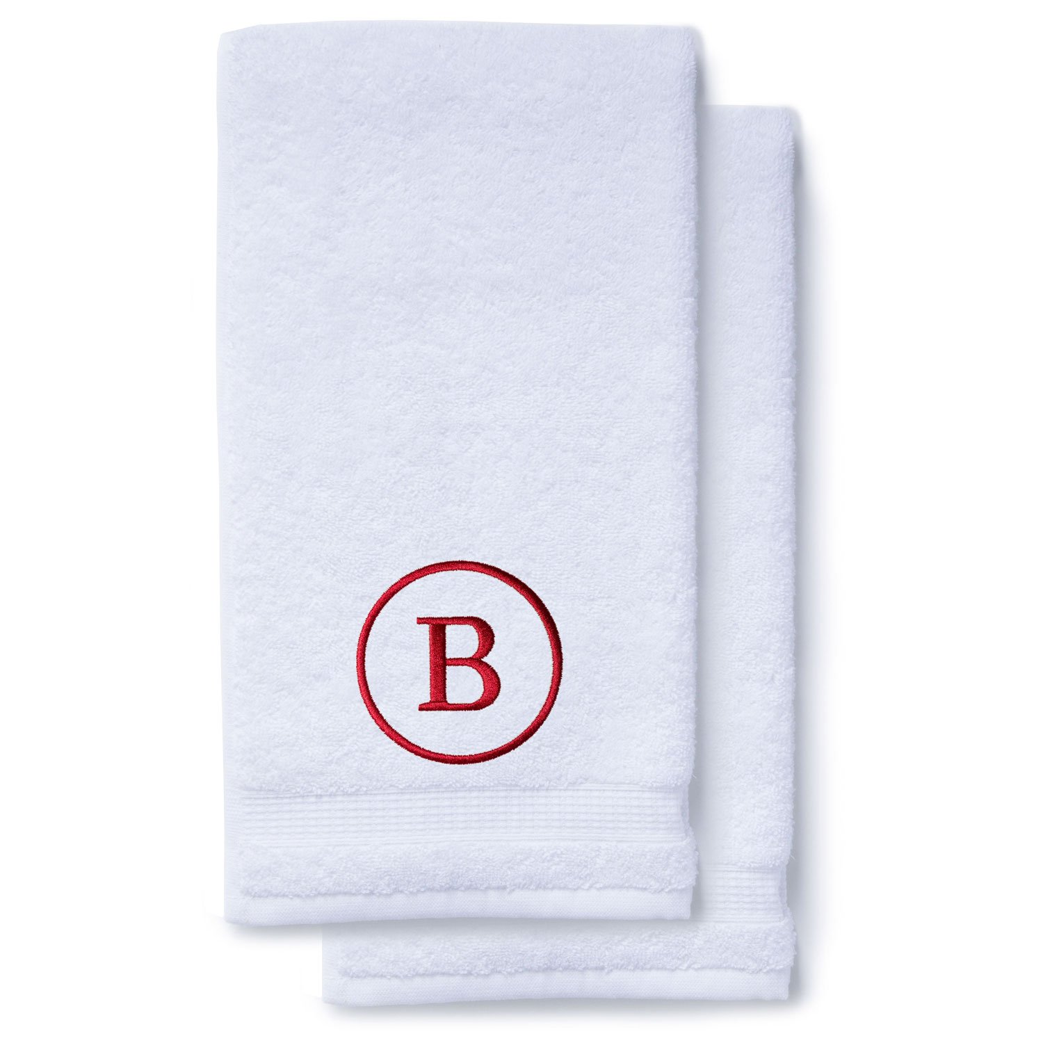 Wine Red Initial Premium Hand Towel Classic 16 X 30 Inch, Set of 2-Robemart.com