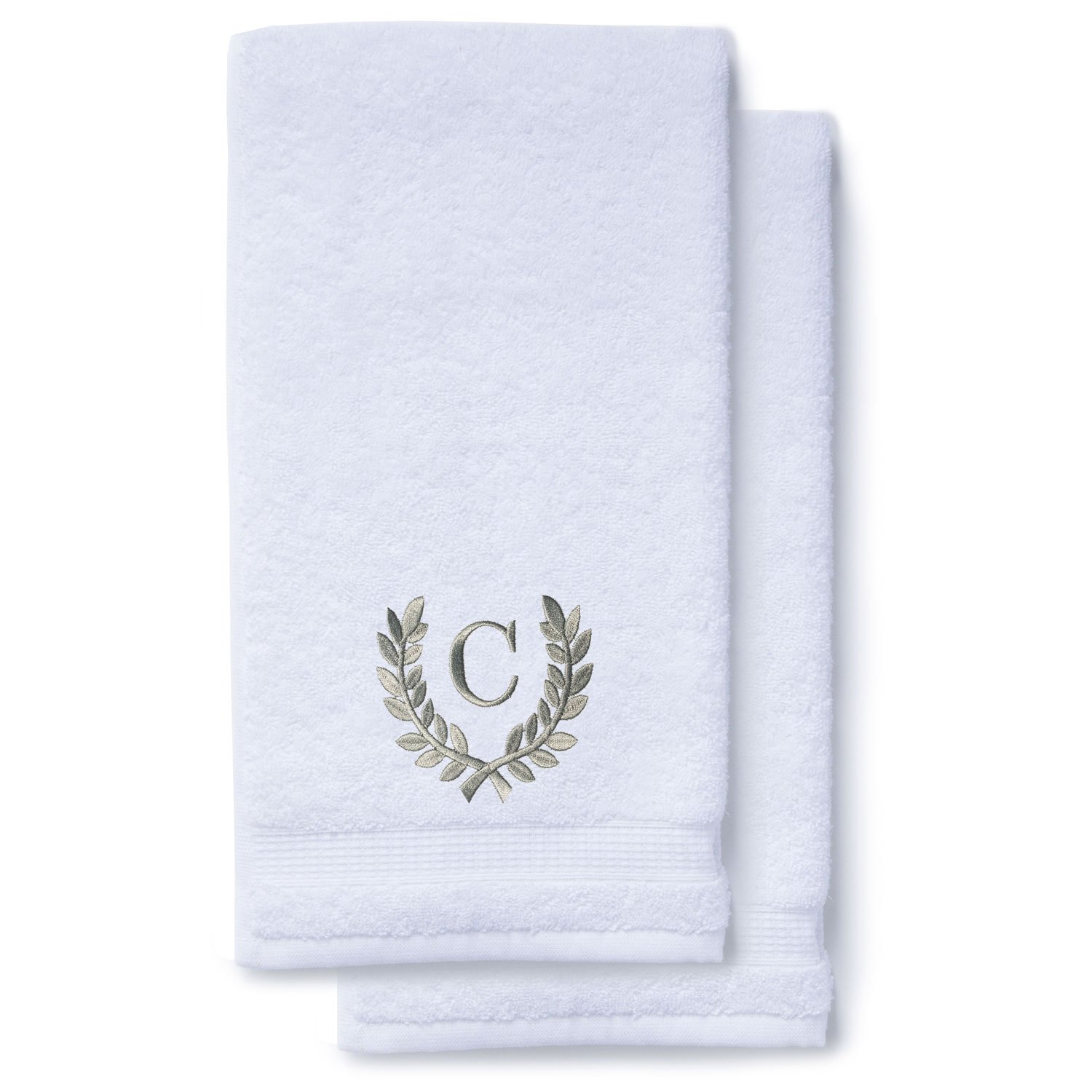 Gray Initial Premium Hand Towel Roman 16 X 30 Inch, Set of 2-Robemart.com