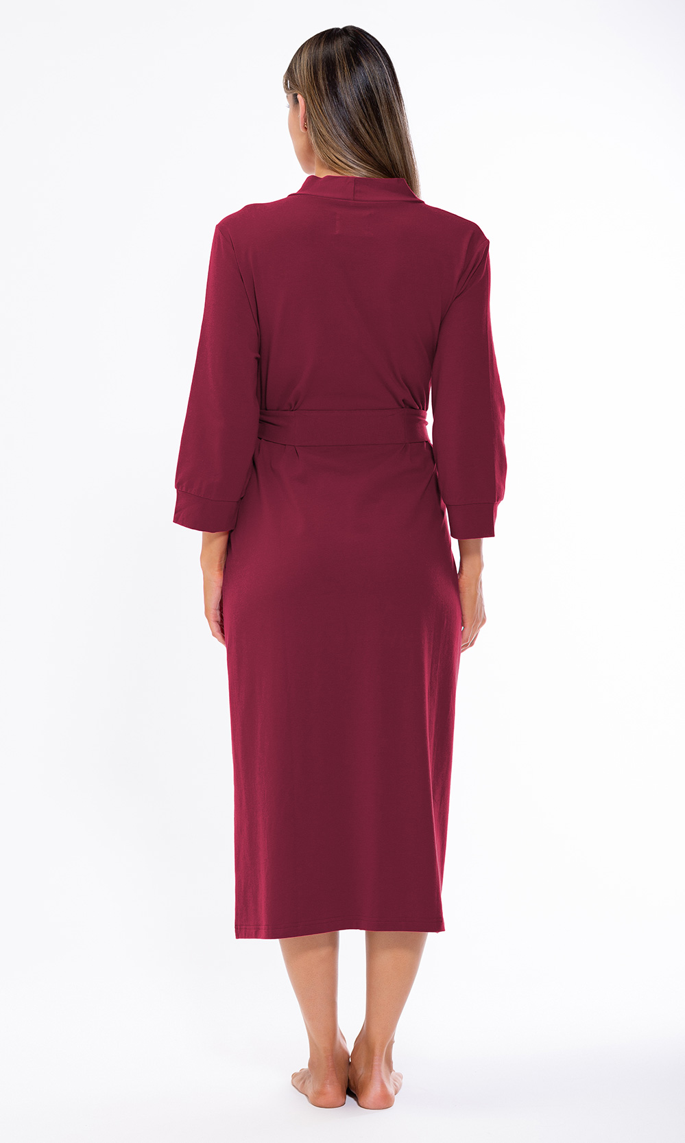 Cotton Burgundy Knit Kimono Robe Final Sale-Robemart.com