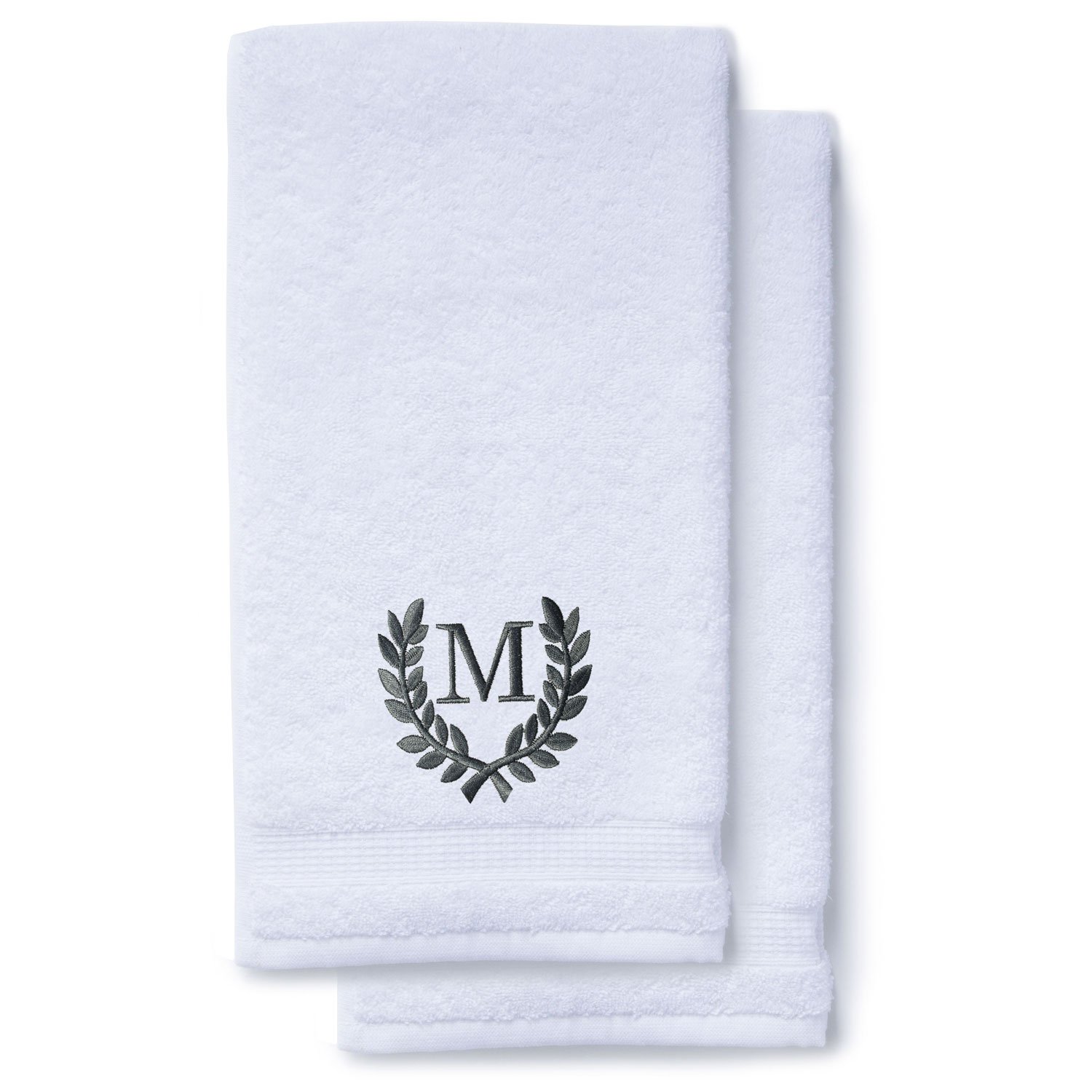 Charcoal Gray Initial Premium Hand Towel Roman 16 X 30 Inch, Set of 2-Robemart.com