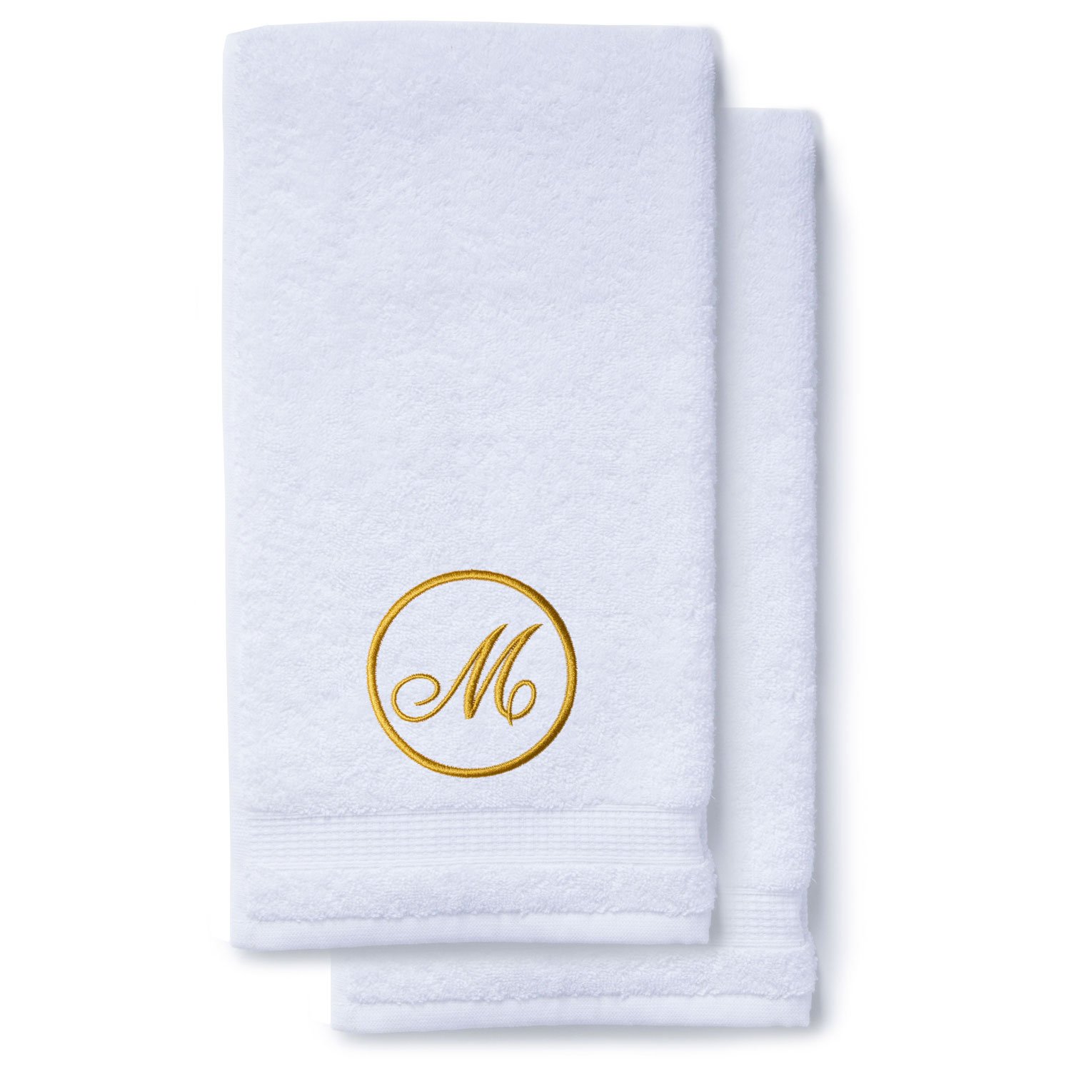 Gold Initial Premium Hand Towel Script 16 X 30 Inch, Set of 2-Robemart.com