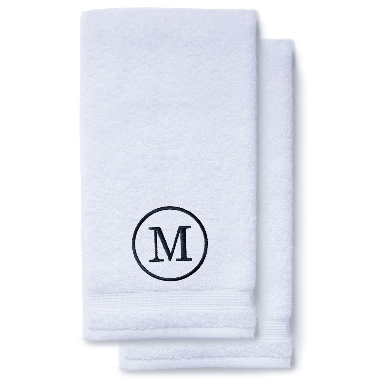 Navy Blue Initial Premium Hand Towel Classic 16 X 30 Inch, Set of 2-Robemart.com