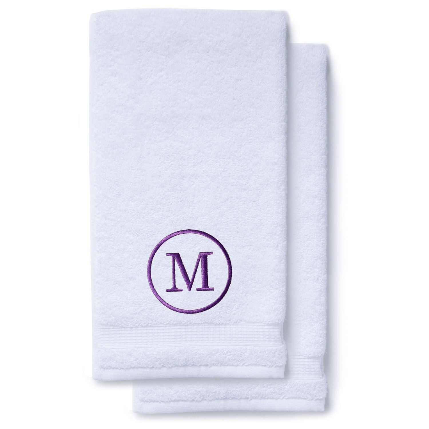 Purple Initial Premium Hand Towel Classic 16 X 30 Inch, Set of 2-Robemart.com