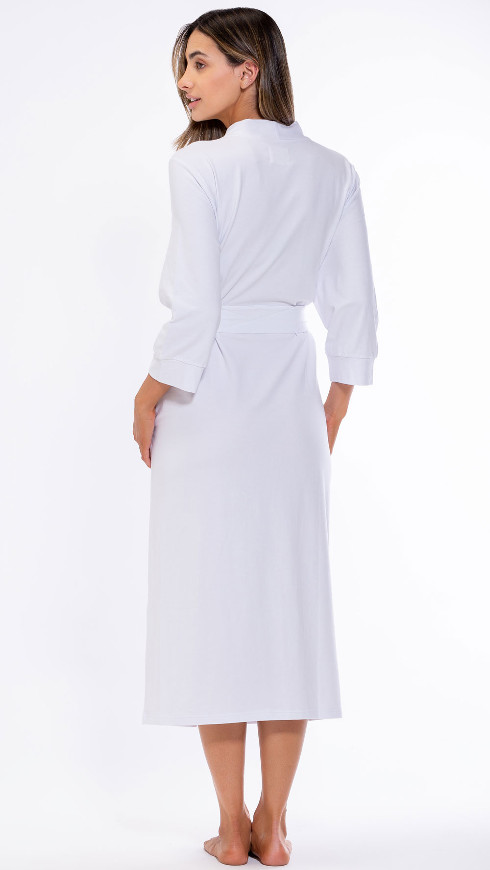 Cotton White Knit Kimono Robe Final Sale-Robemart.com