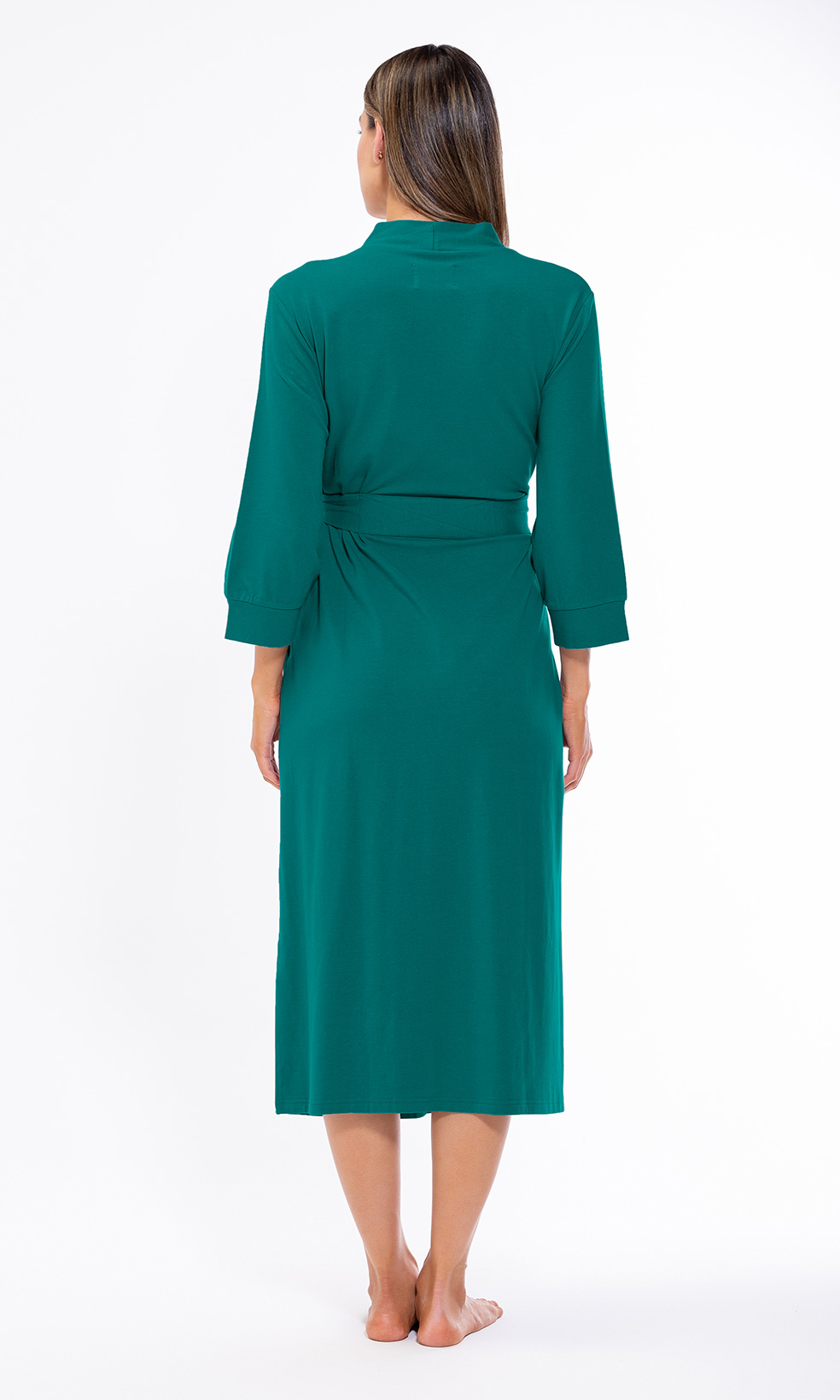 Cotton Dark Green Knit Kimono Robe Final Sale-Robemart.com