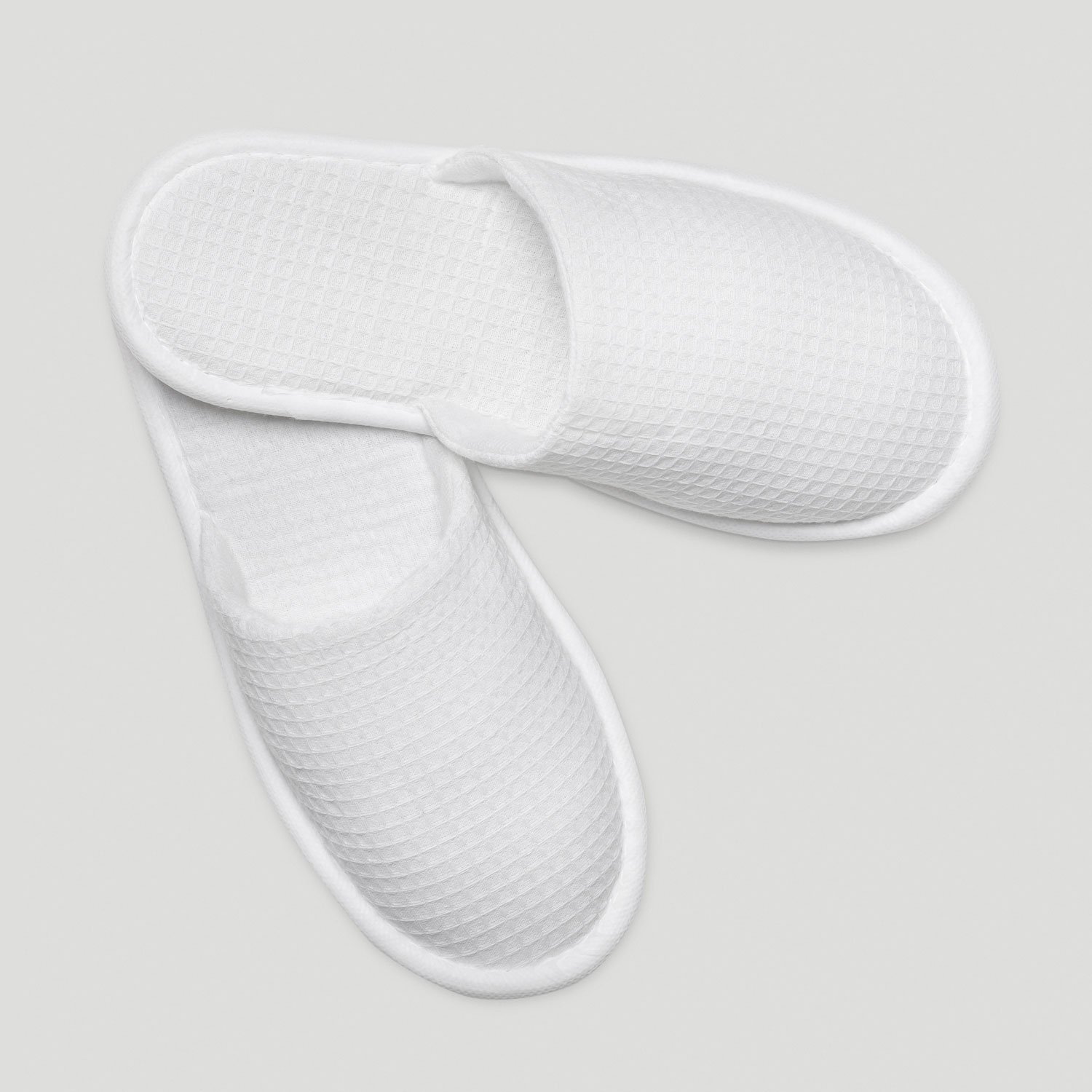 White Closed Toe Adult Waffle Slippers - 6 pack-Robemart.com