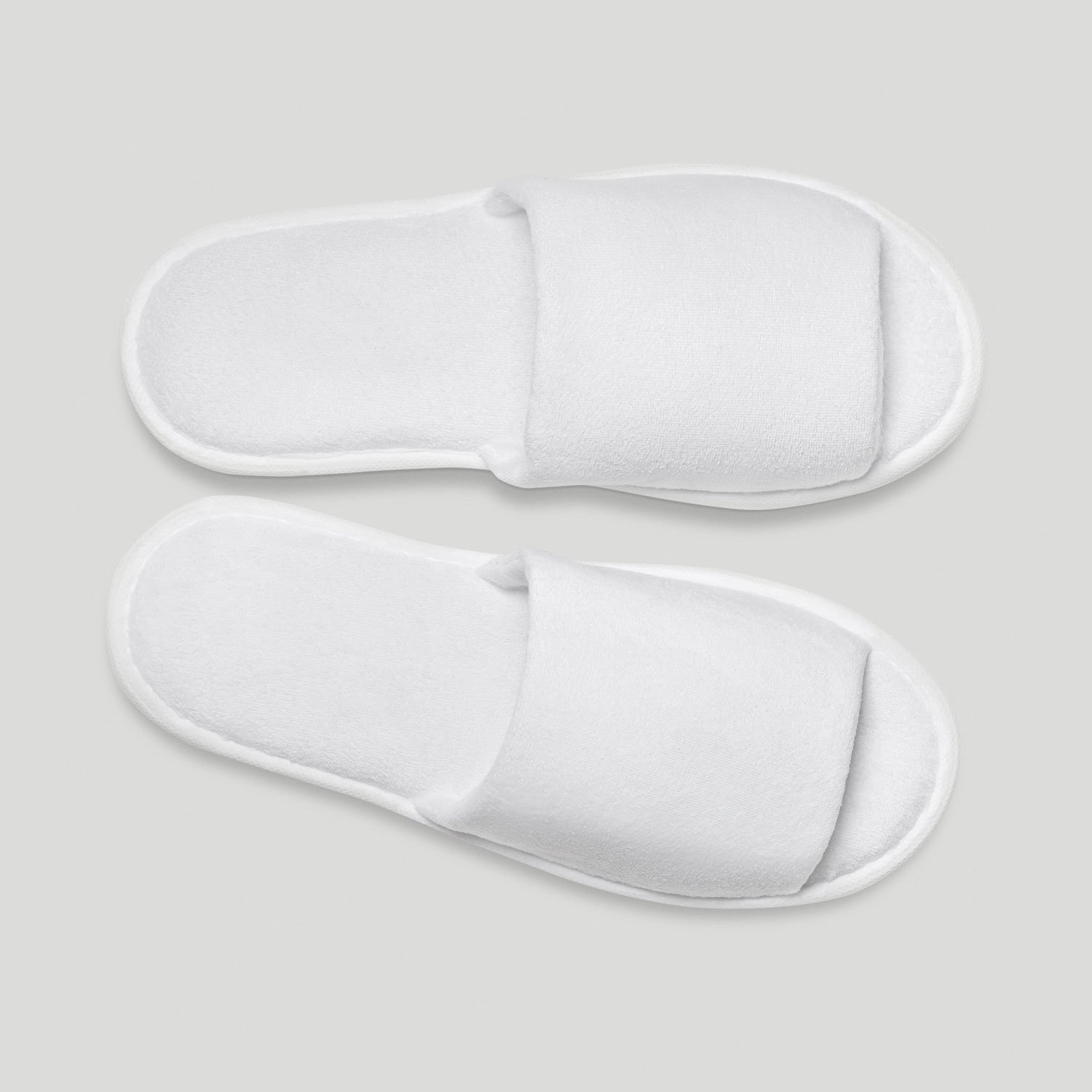 White Open Toe Adult Velour Slippers - 6 pack-Robemart.com