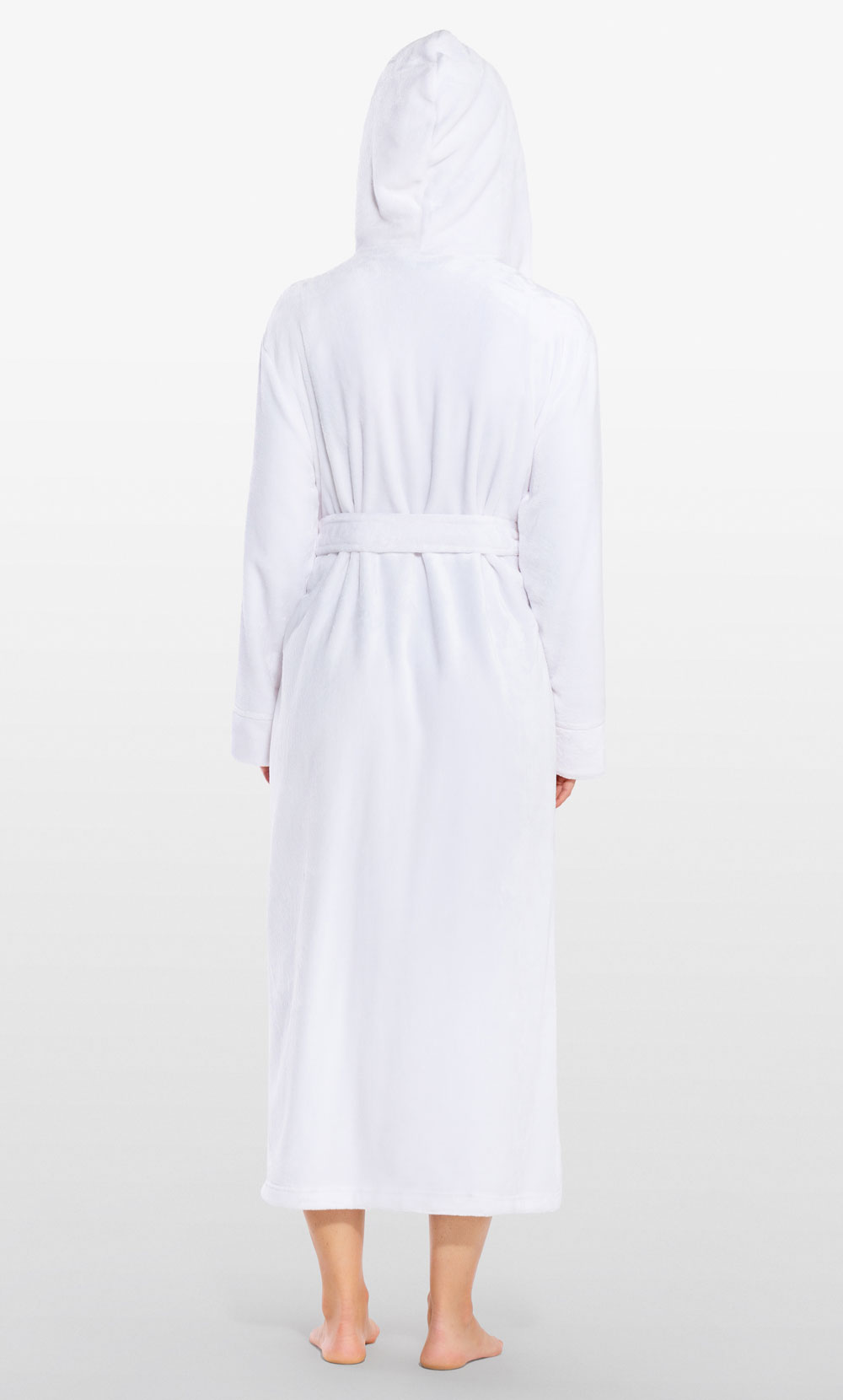 Super Soft White Plush Hooded Women's Robe-Robemart.com