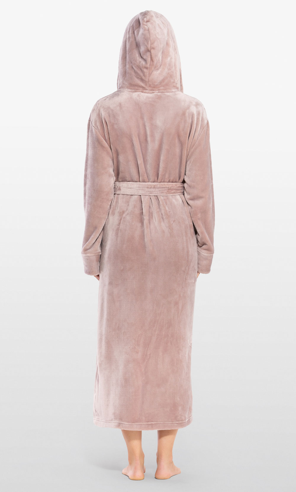 Super Soft Blush Pink Plush Hooded Women's Robe-Robemart.com