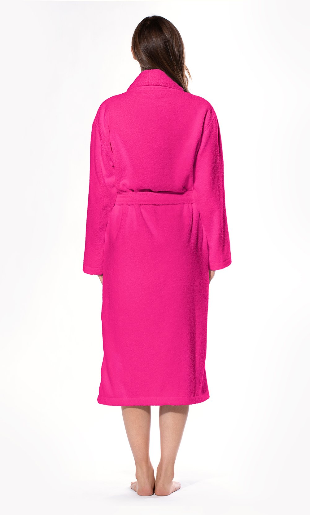 100% Turkish Cotton Fuchsia Shawl Terry Bathrobe-Robemart.com