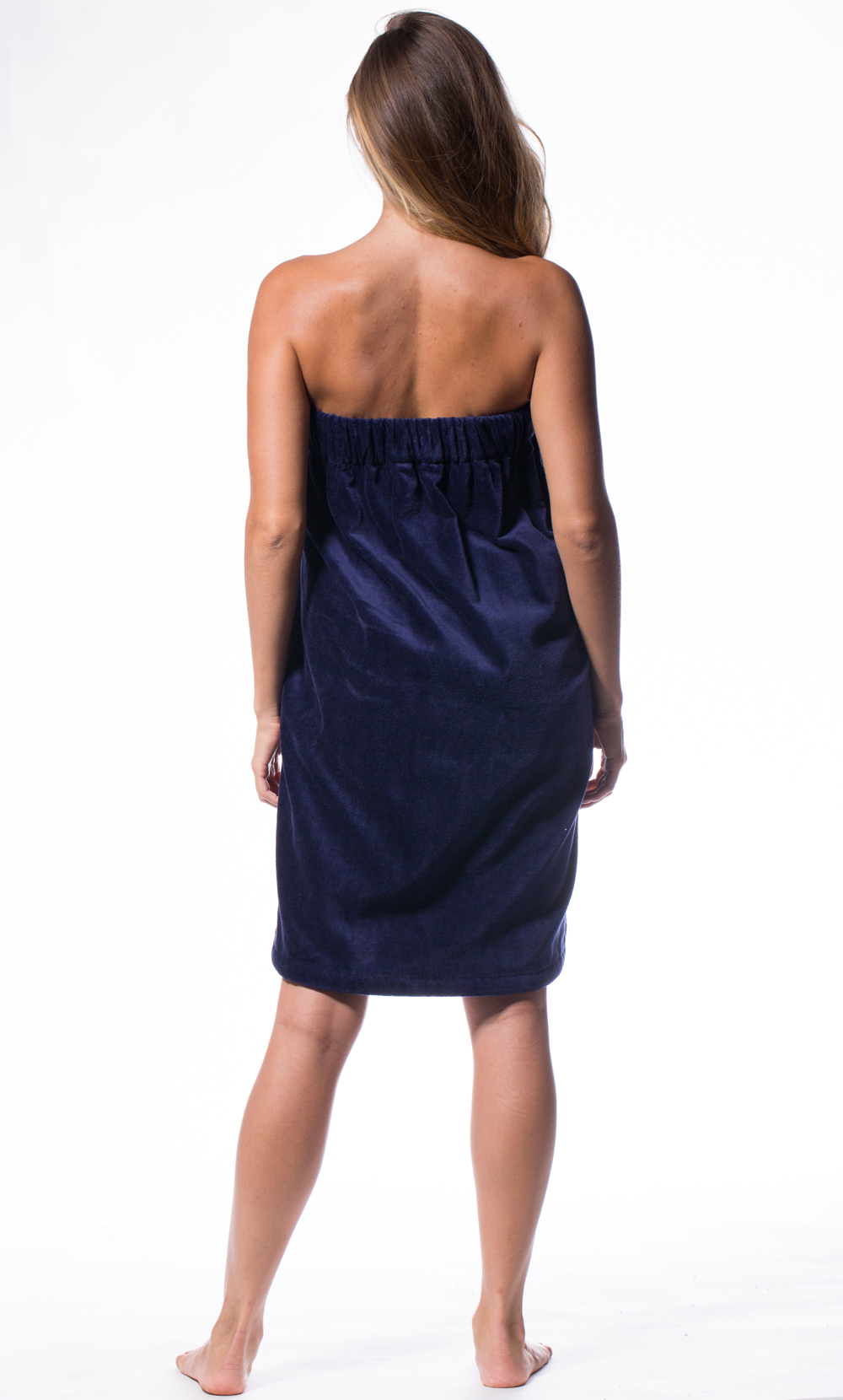 100% Cotton Navy Blue Terry Velour Cloth Spa Wrap, Bath Towel Wrap-Robemart.com