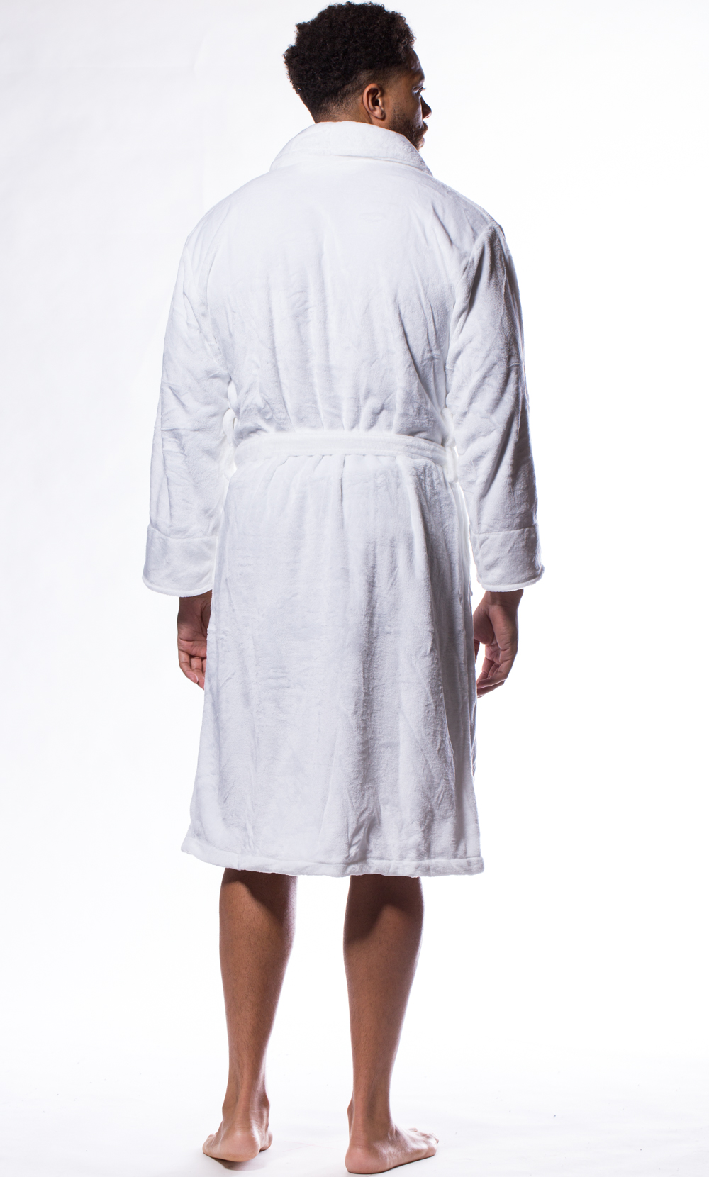 White Super Soft Tahoe Microfleece Shawl Collar Robe-Robemart.com
