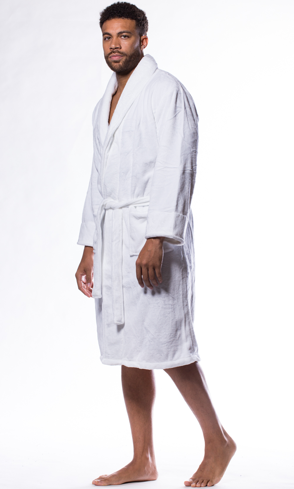 White Super Soft Tahoe Microfleece Shawl Collar Robe-Robemart.com