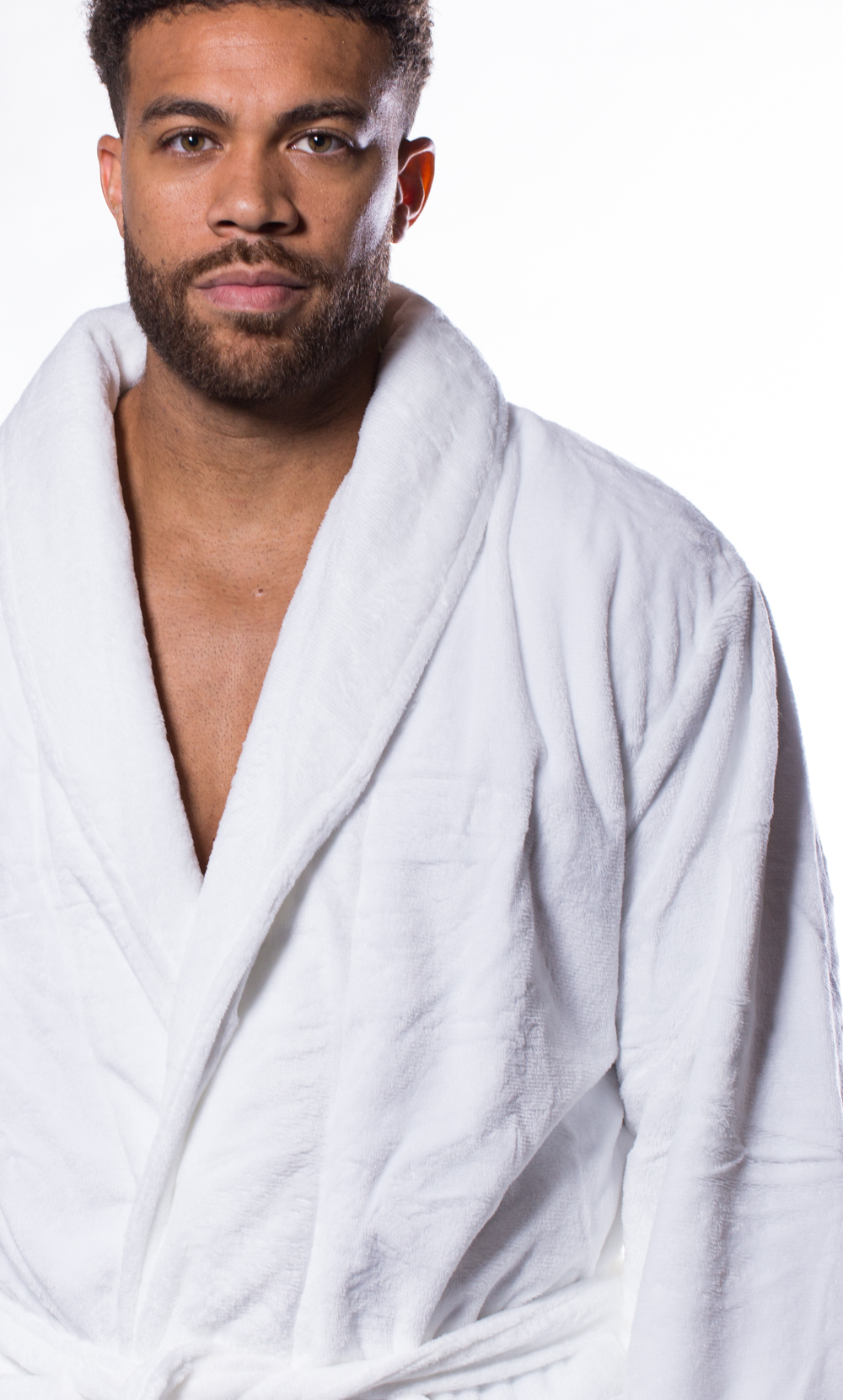 White Super Soft Tahoe Microfleece Shawl Collar Robe-Robemart.com