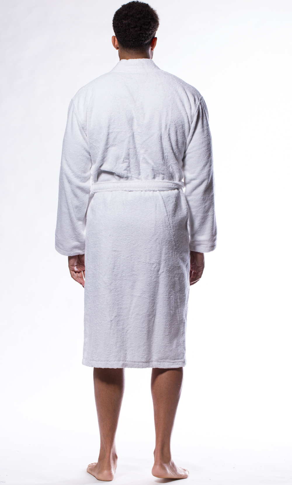 100% Turkish Cotton White Terry Kimono Bathrobe-Robemart.com