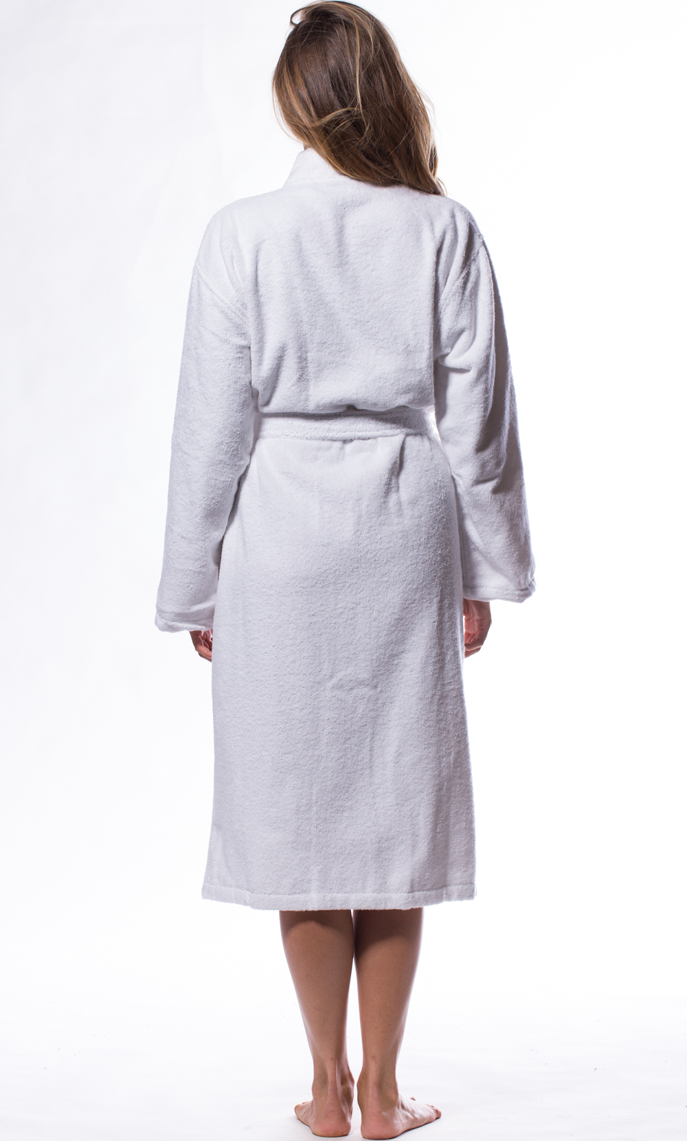 100% Turkish Cotton White Terry Kimono Bathrobe-Robemart.com