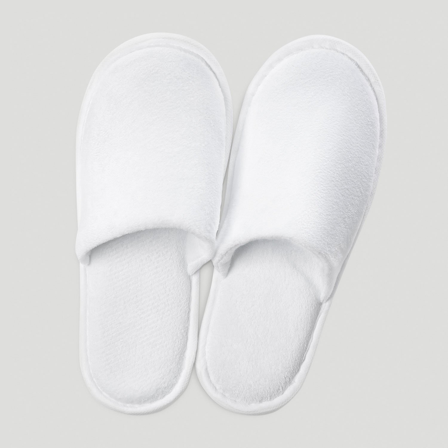 White Closed Toe Adult Velour Slippers - Single pack-Robemart.com