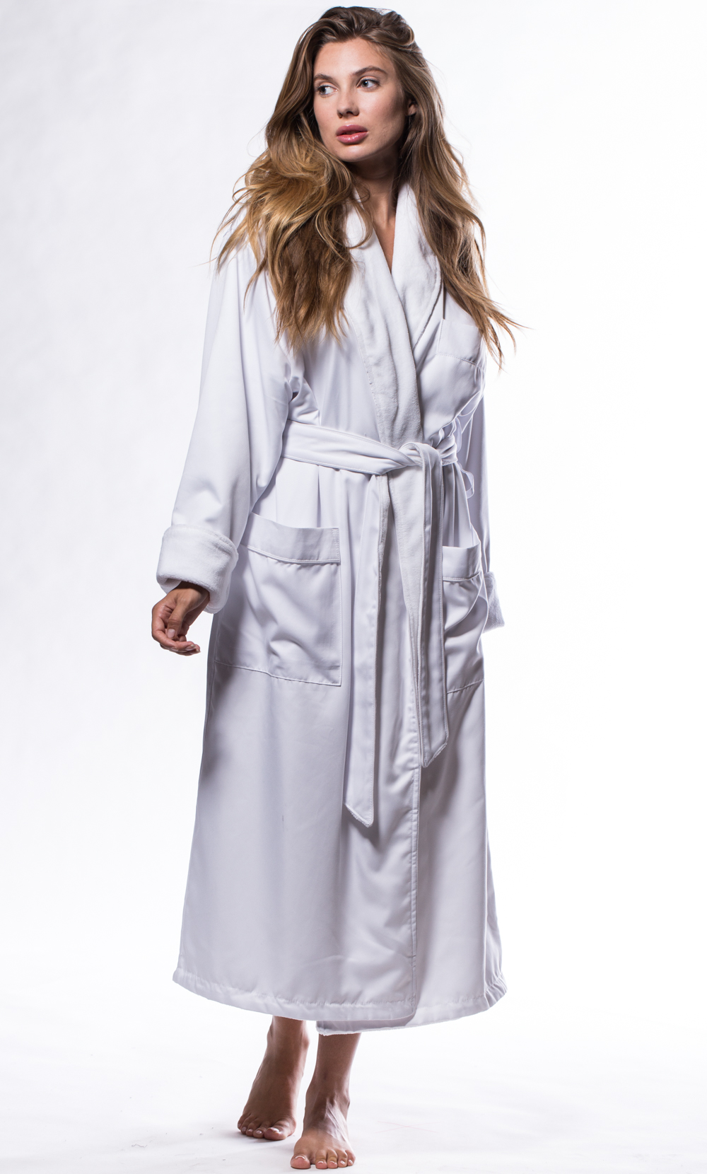 Luxury Microfiber Plush Lined Robe White-Robemart.com