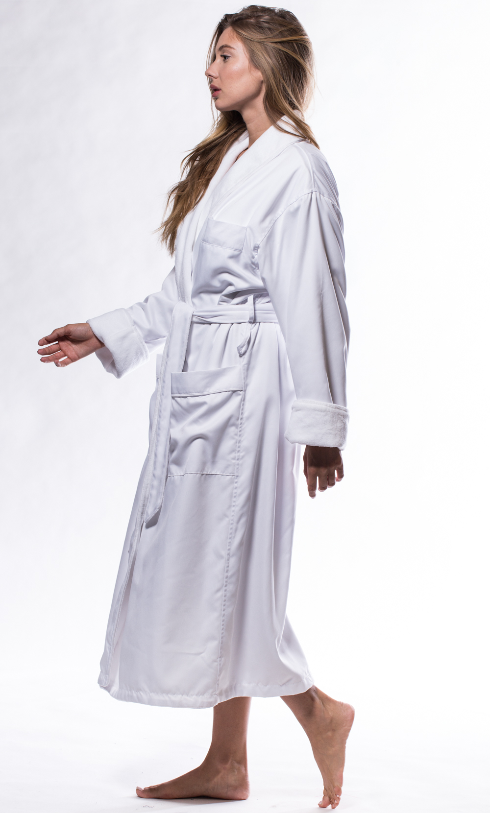 Luxury Microfiber Plush Lined Robe White-Robemart.com