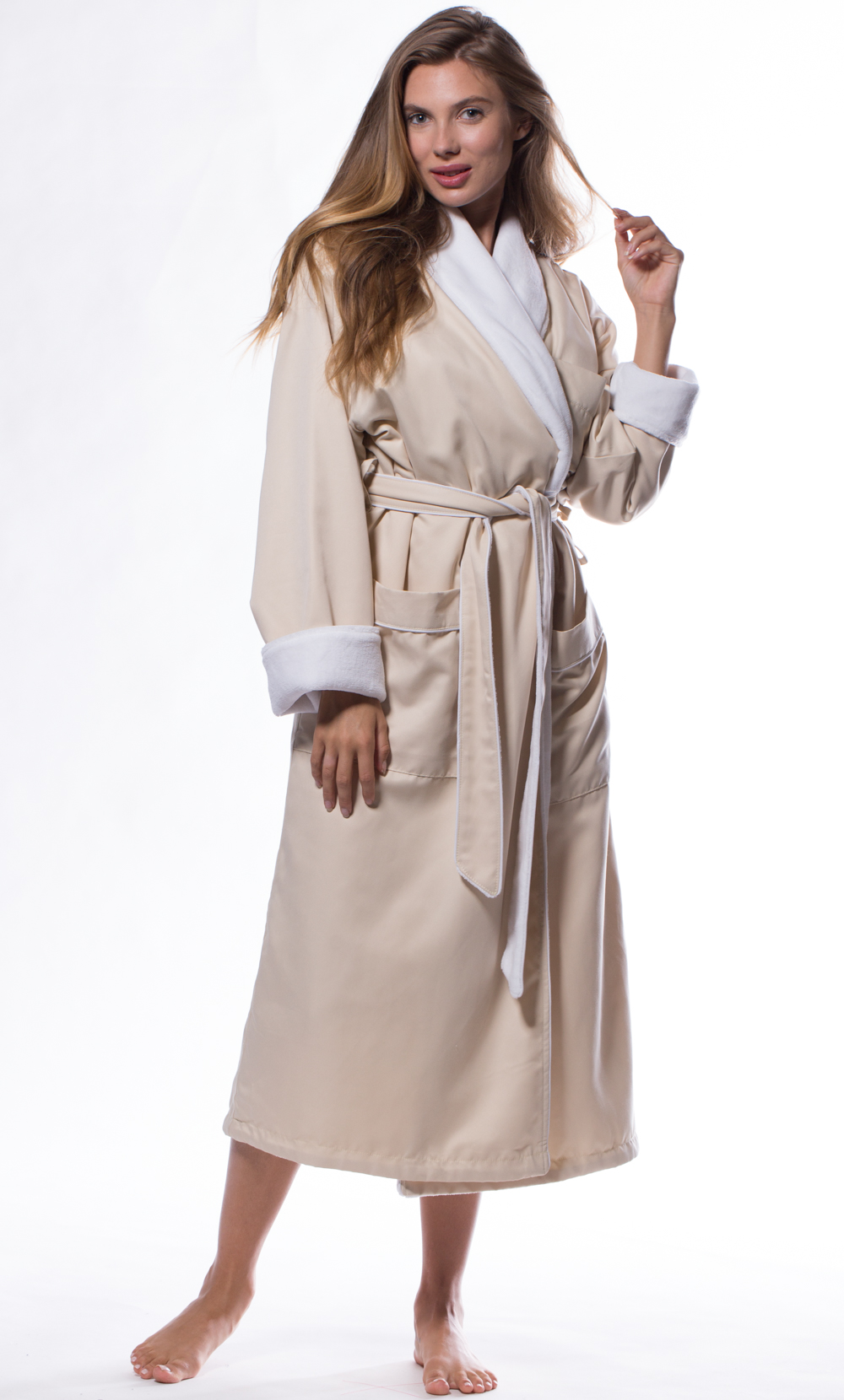 Luxury Microfiber Plush Lined Robe Nude-Robemart.com
