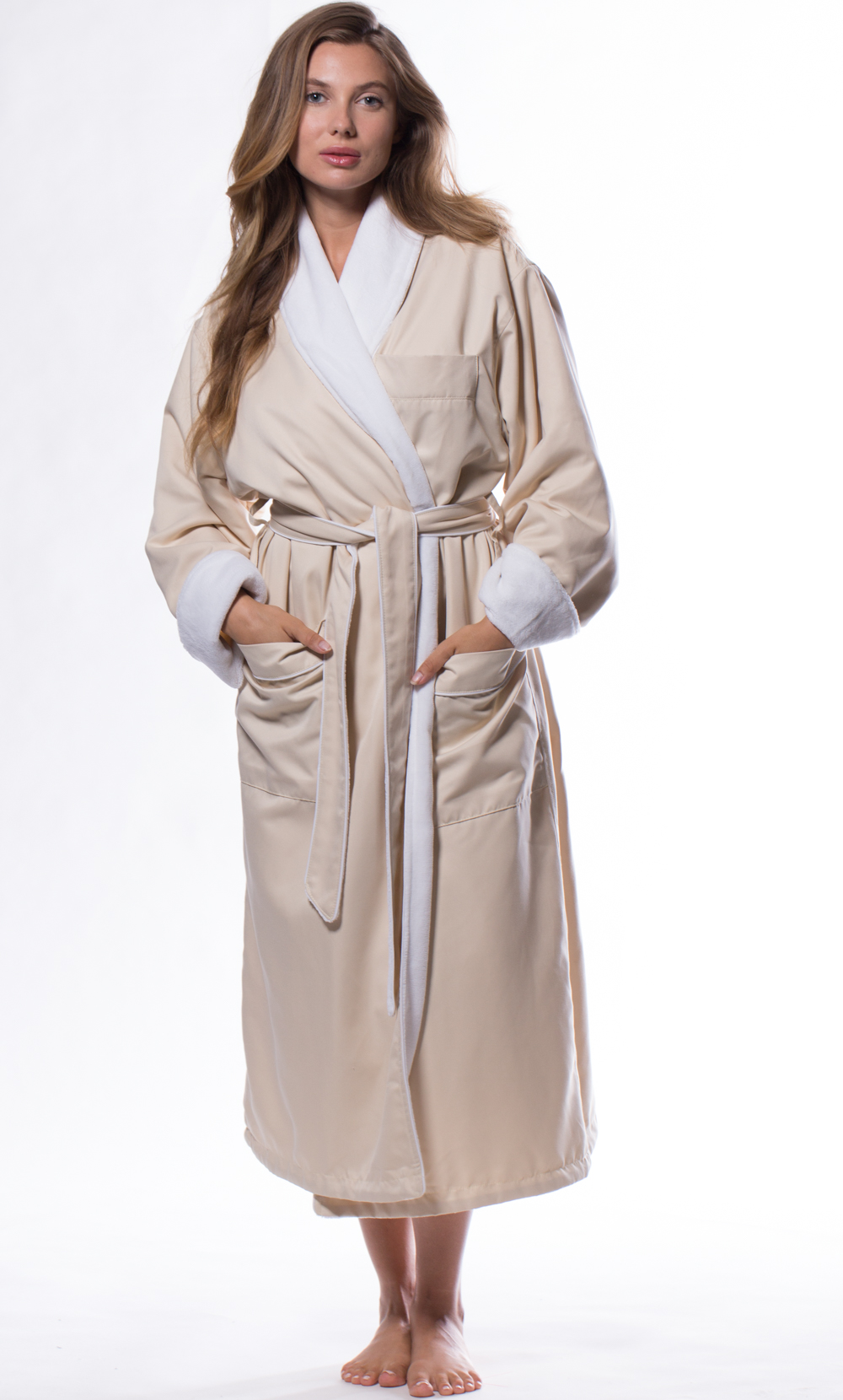 Luxury Microfiber Plush Lined Robe Nude-Robemart.com