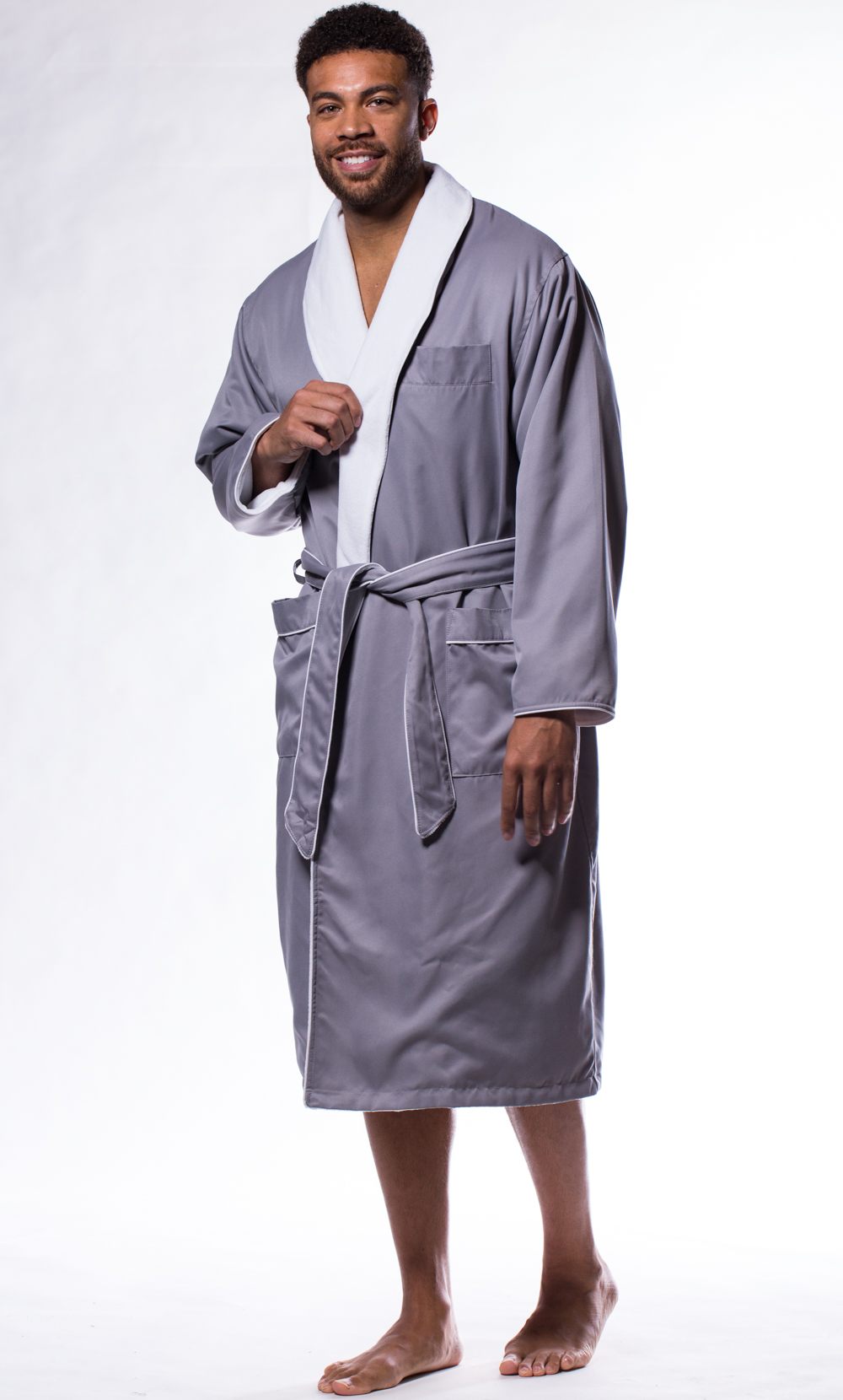 Luxury Microfiber Plush Lined Robe Gray-Robemart.com