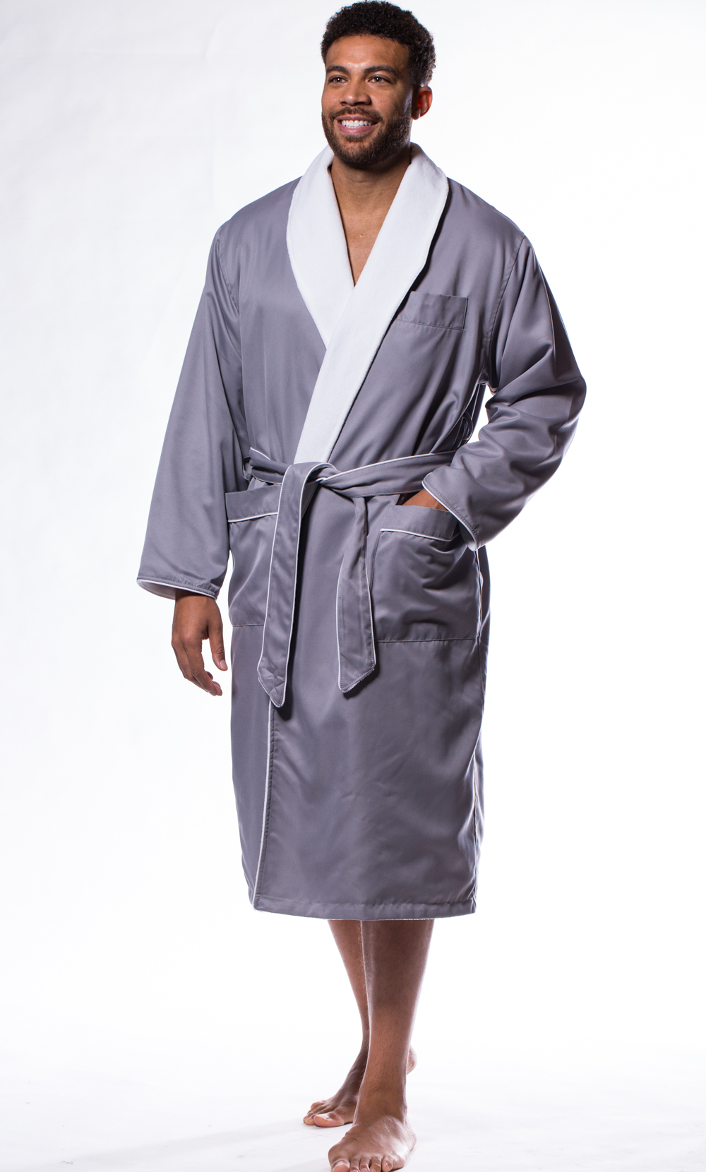 Luxury Microfiber Plush Lined Robe Gray-Robemart.com
