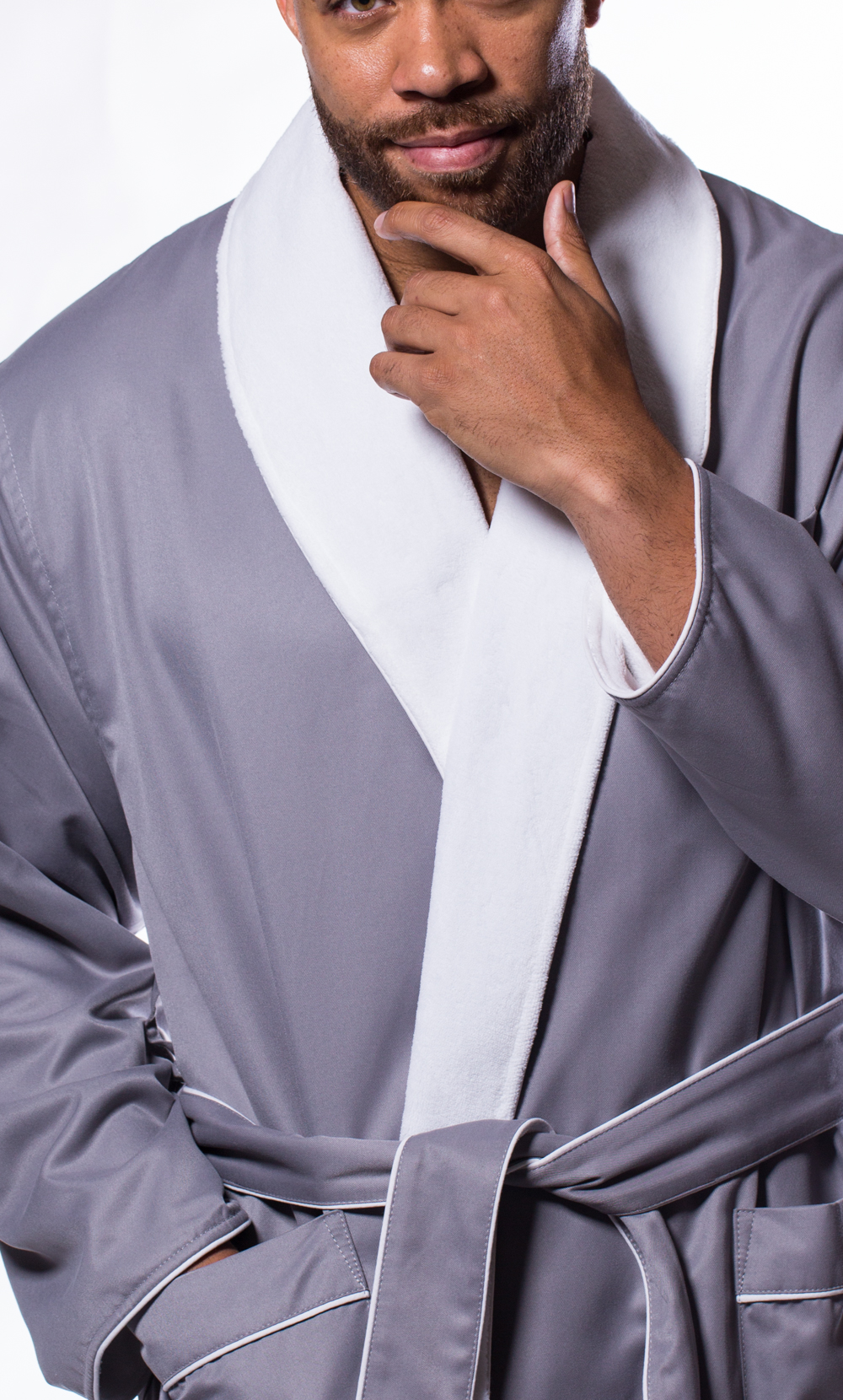 Luxury Microfiber Plush Lined Robe Gray-Robemart.com