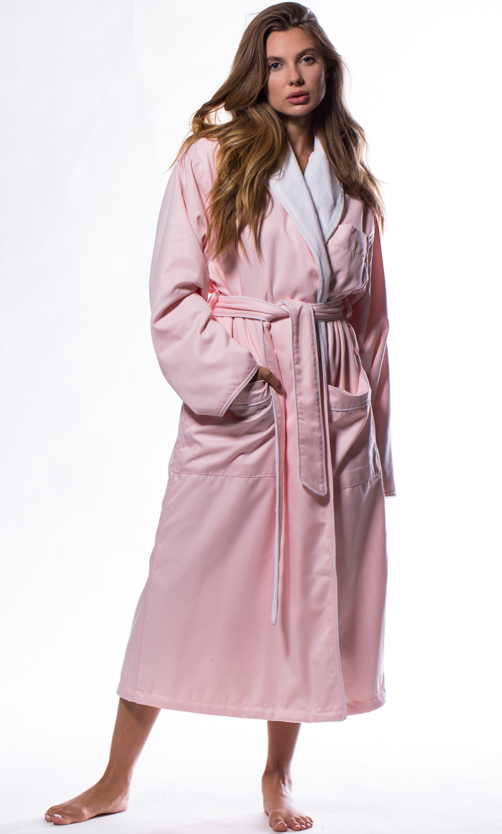 Luxury Microfiber Plush Lined Robe Pink-Robemart.com