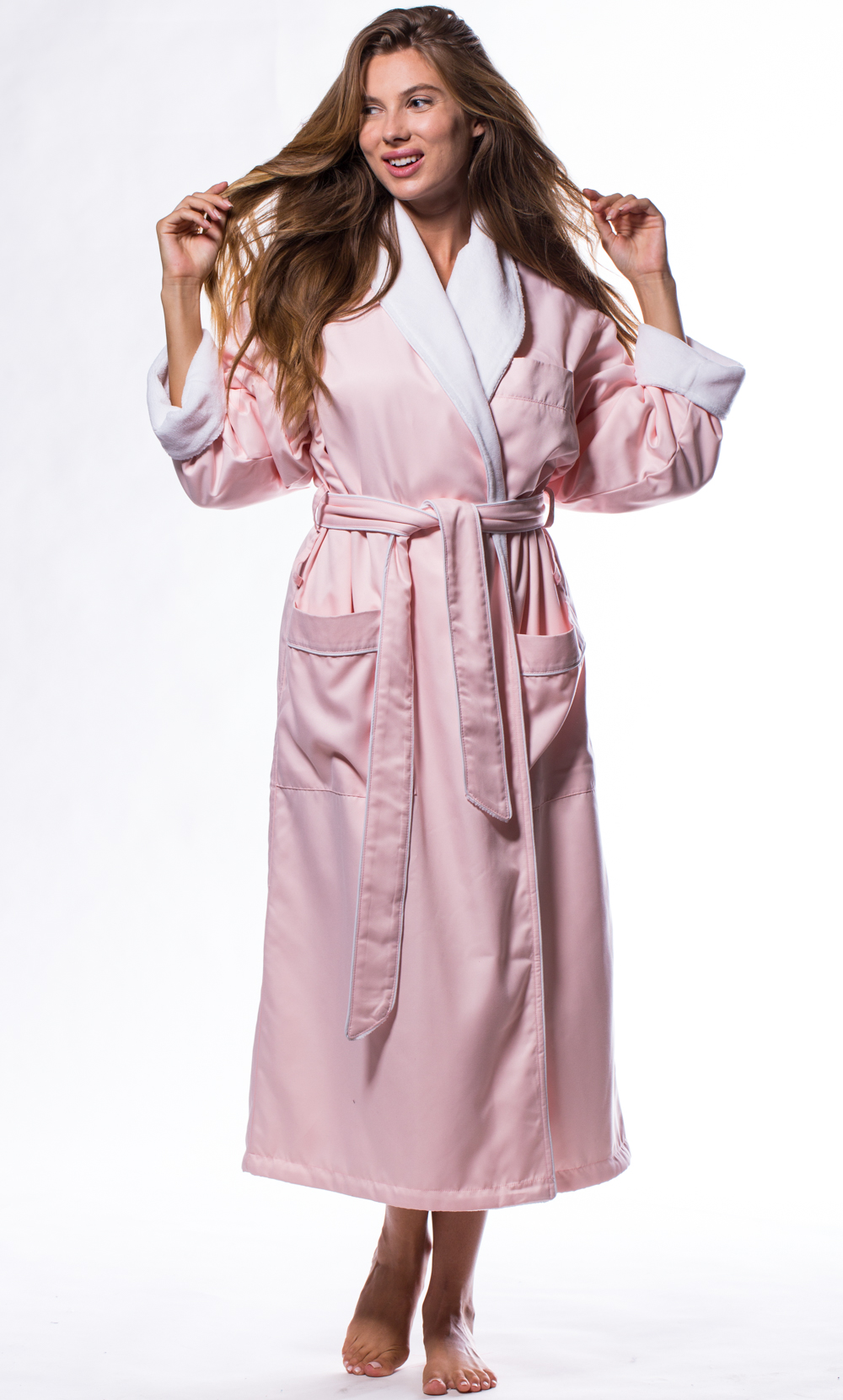 Luxury Microfiber Plush Lined Robe Pink-Robemart.com